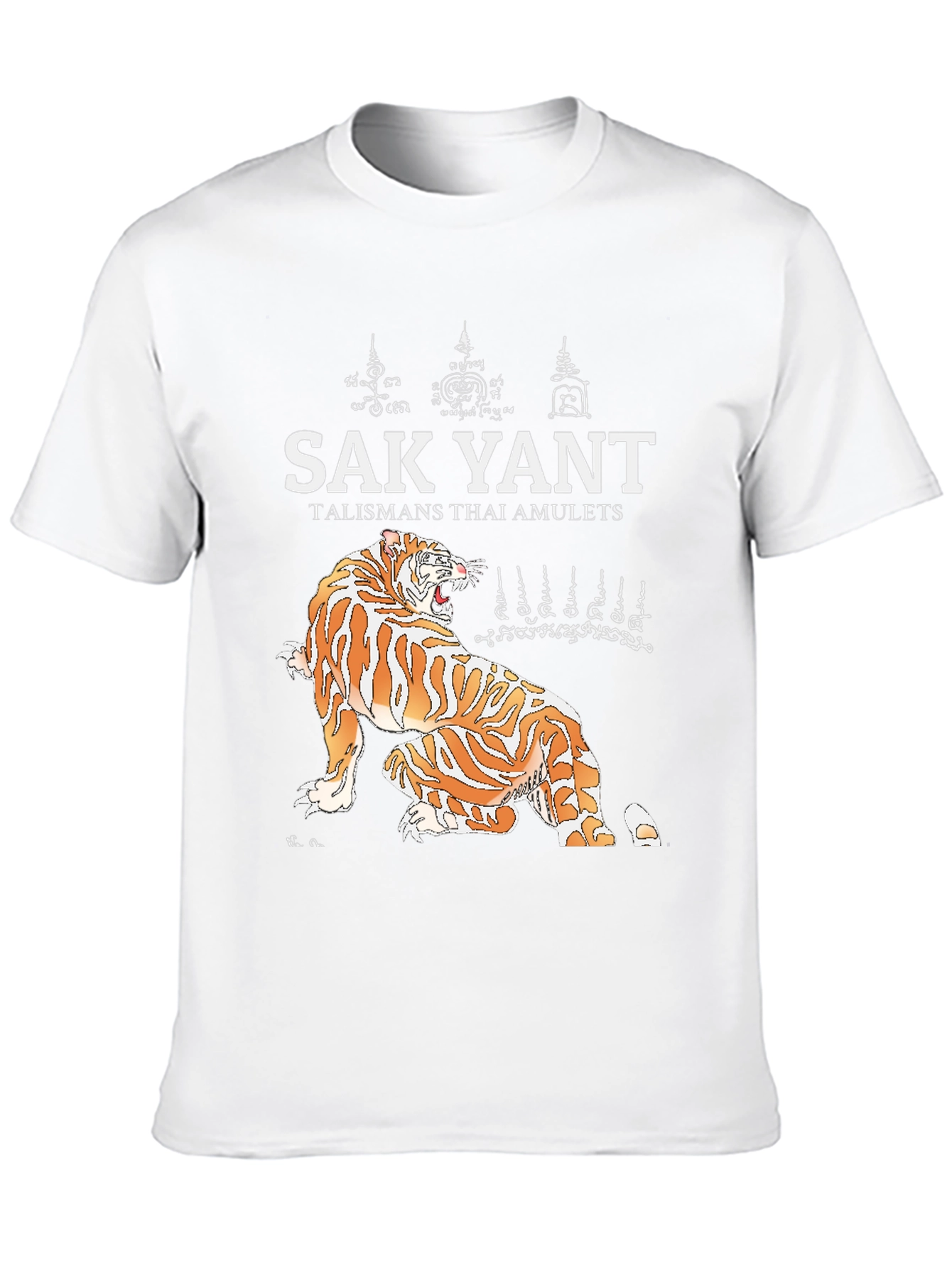 Sak Yant Tiger Graphic Tee - Thai Amulet Design