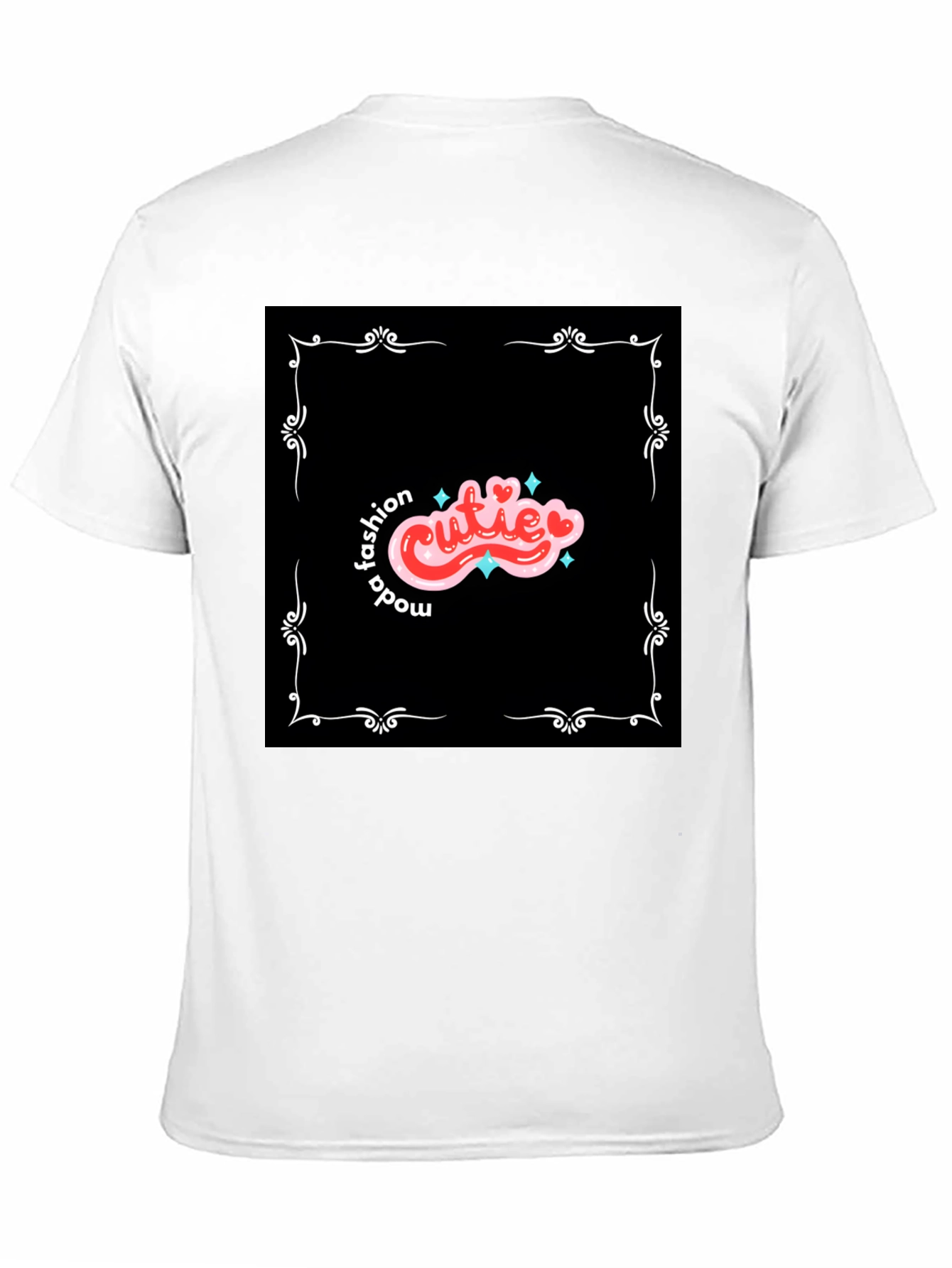 Cutie Fashion Graphic Tee - Trendy Black T-Shirt