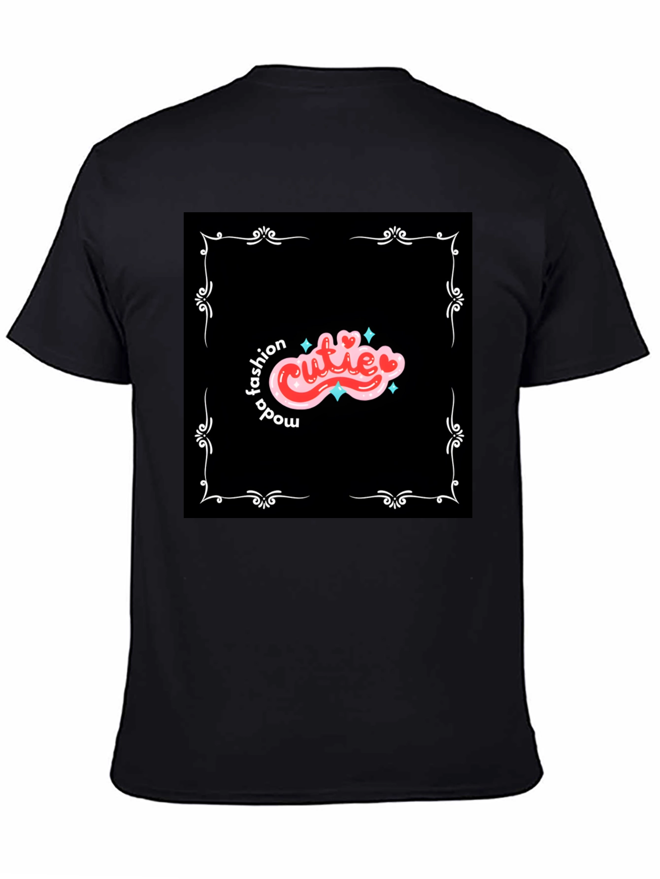 Cutie Fashion Graphic Tee - Trendy Black T-Shirt