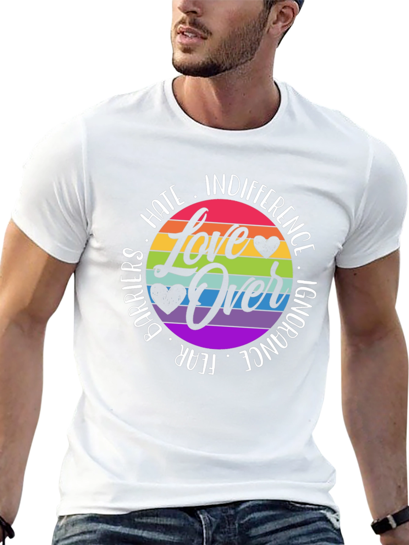 Love Over Hate Rainbow Graphic Tee