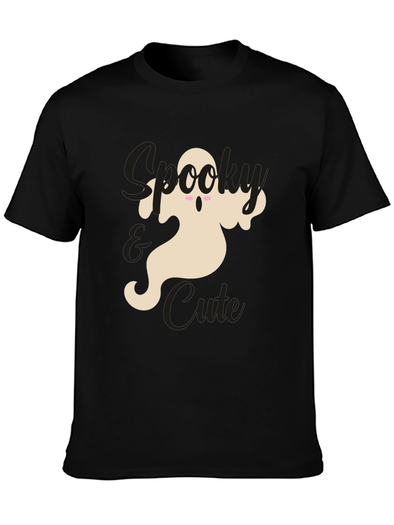 Spooky & Cute Ghost Graphic Tee - Black
