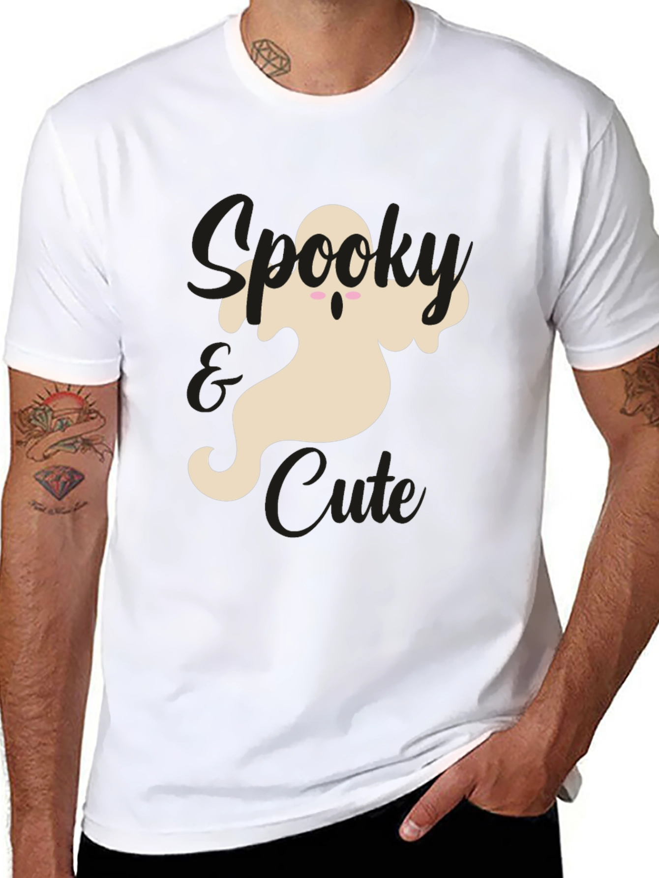 Spooky & Cute Ghost Graphic Tee - Black