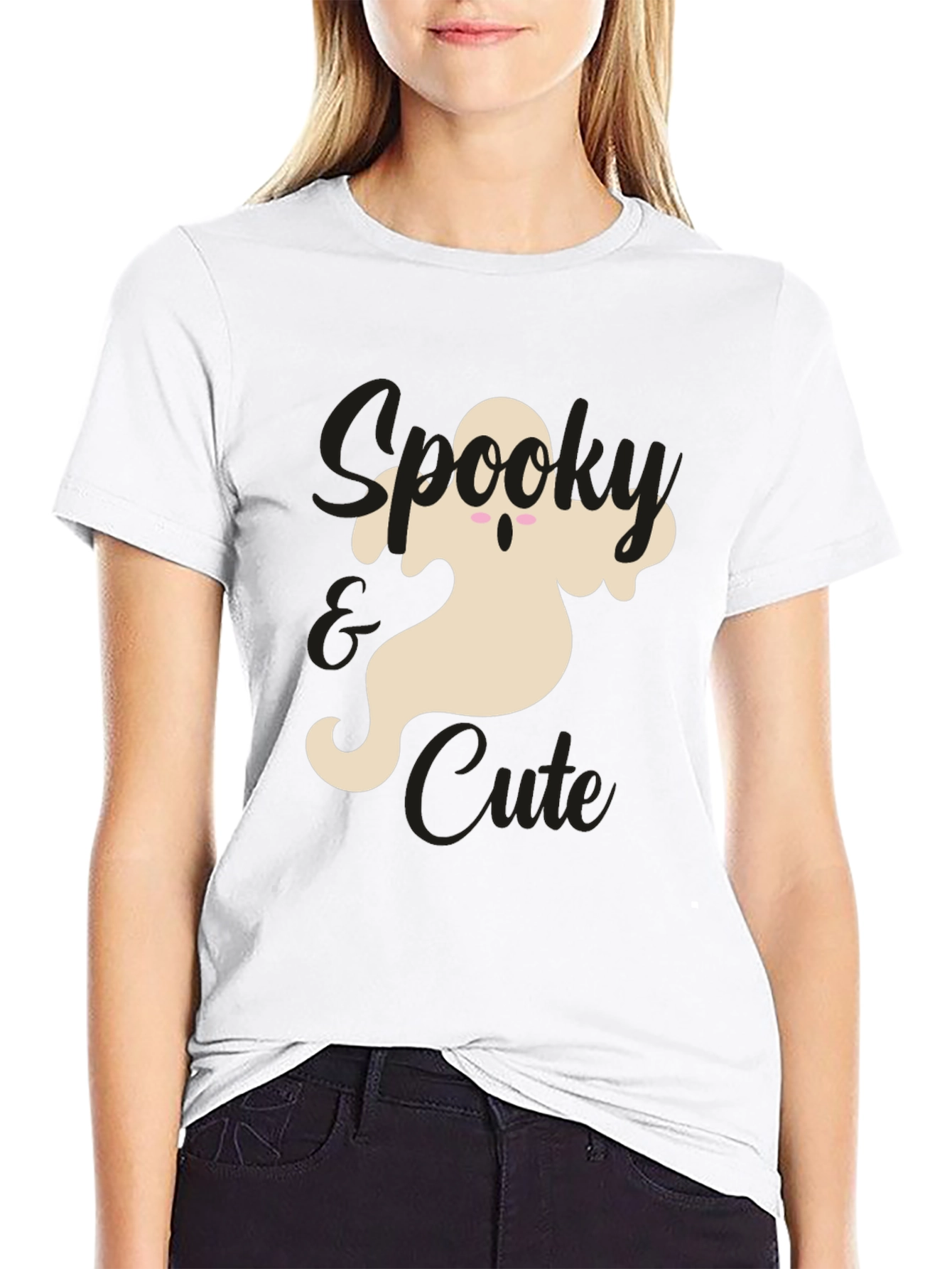 Spooky & Cute Ghost Graphic Tee - Black