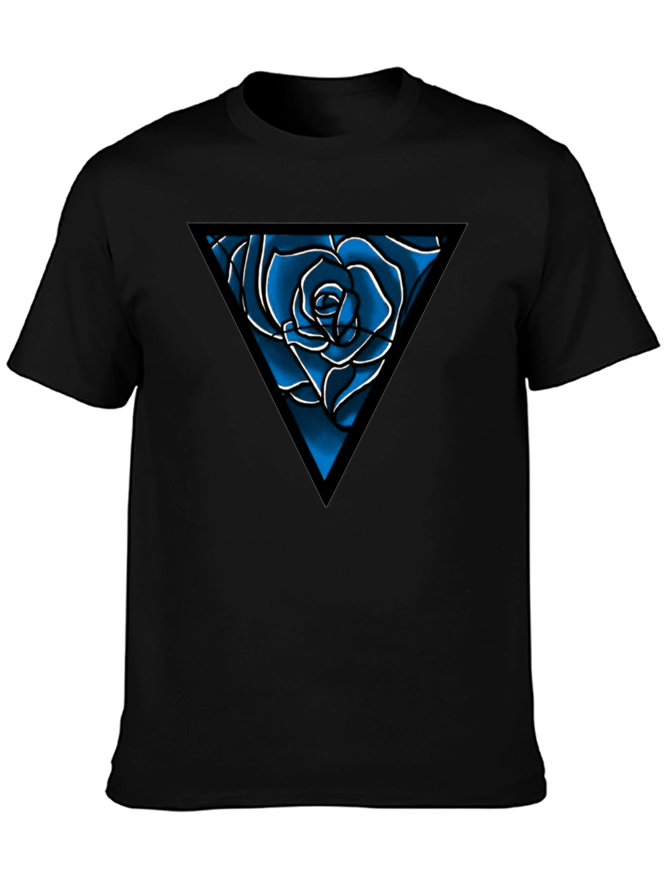 Blue Rose Triangle Graphic Tee - Mens Black T-Shirt