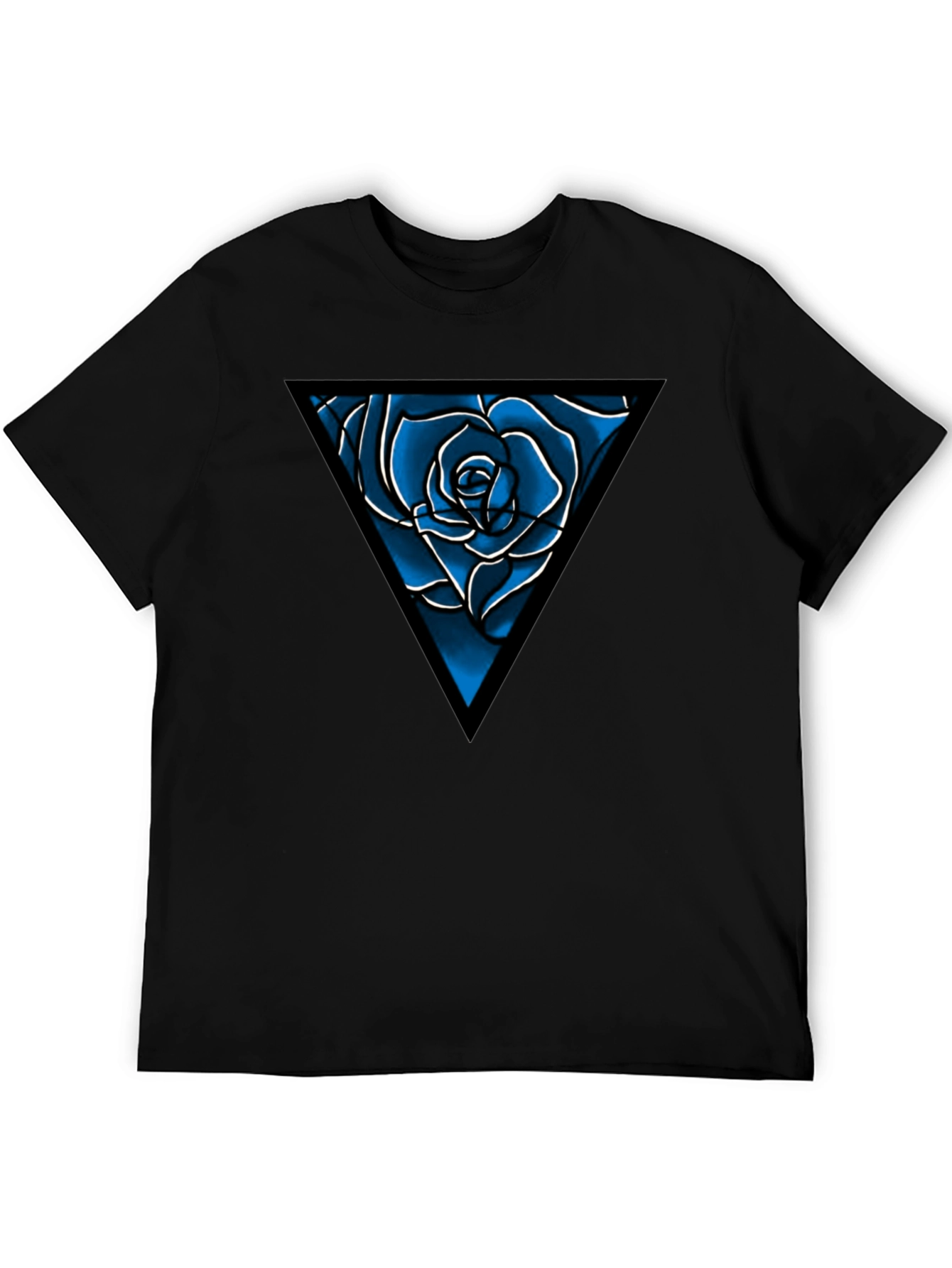 Blue Rose Triangle Graphic Tee - Mens Black T-Shirt