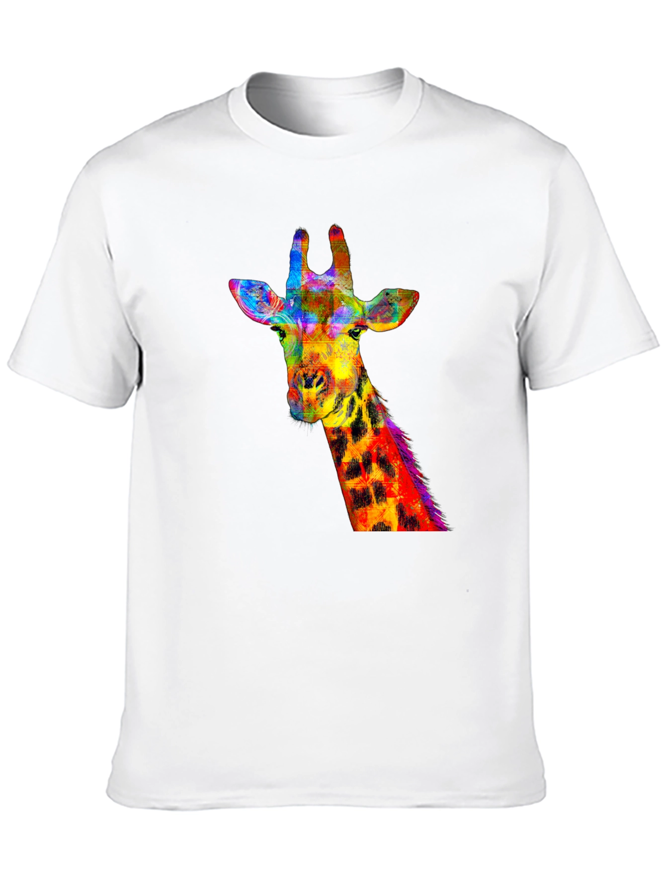 Vibrant Giraffe Graphic Tee - Stylish Black T-Shirt