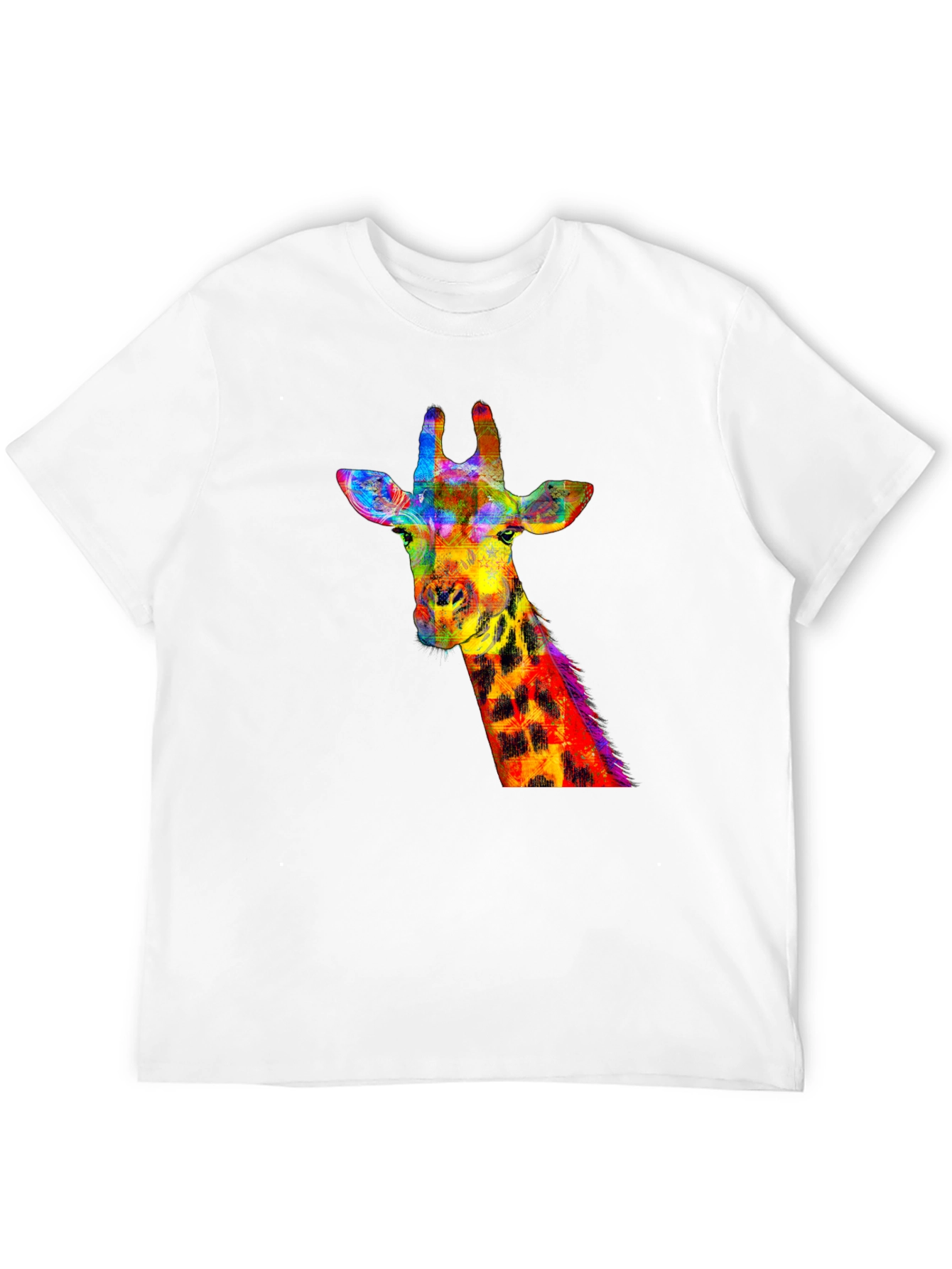 Vibrant Giraffe Graphic Tee - Stylish Black T-Shirt