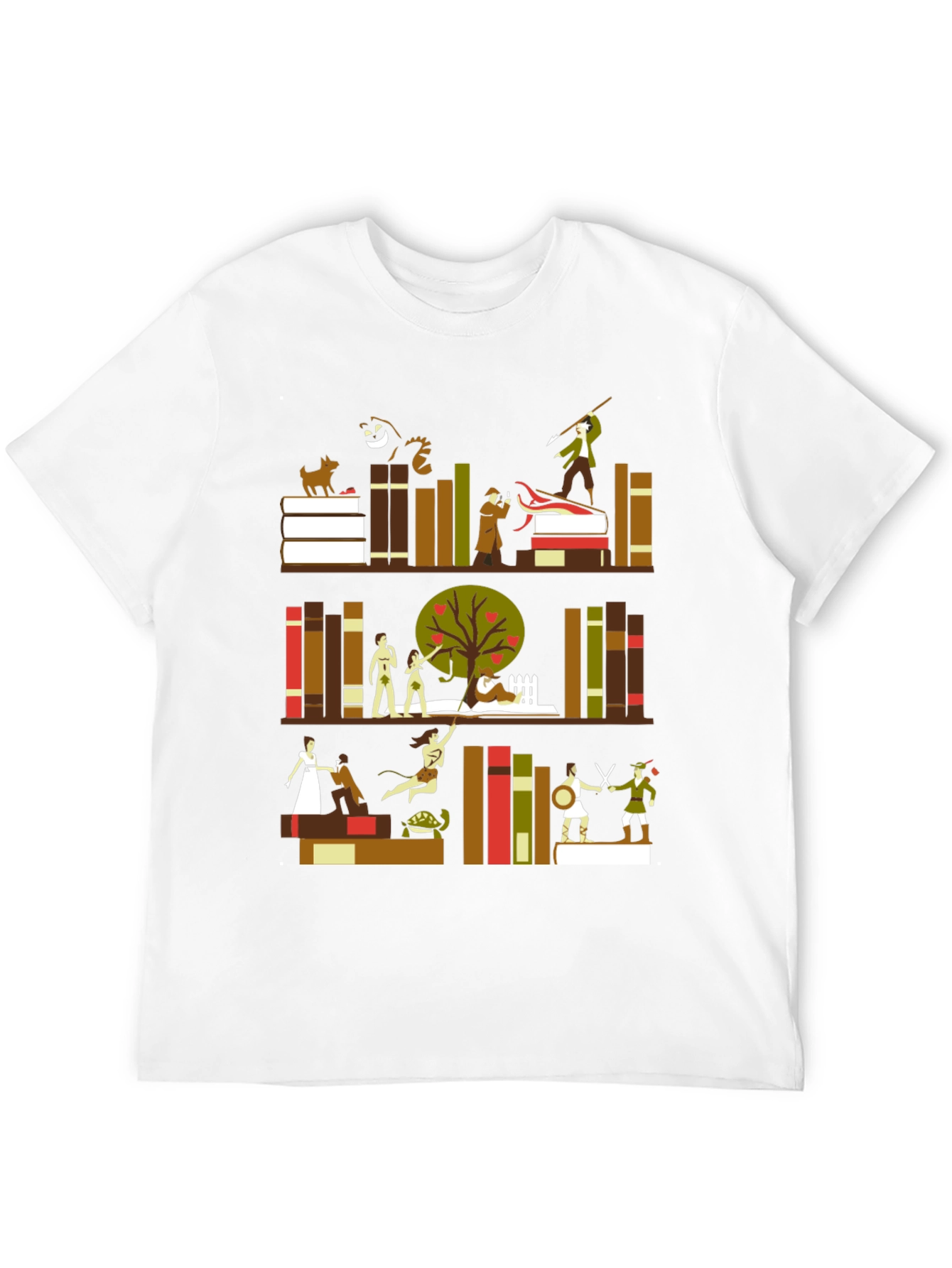 Literary Bookshelf Graphic Tee - Black