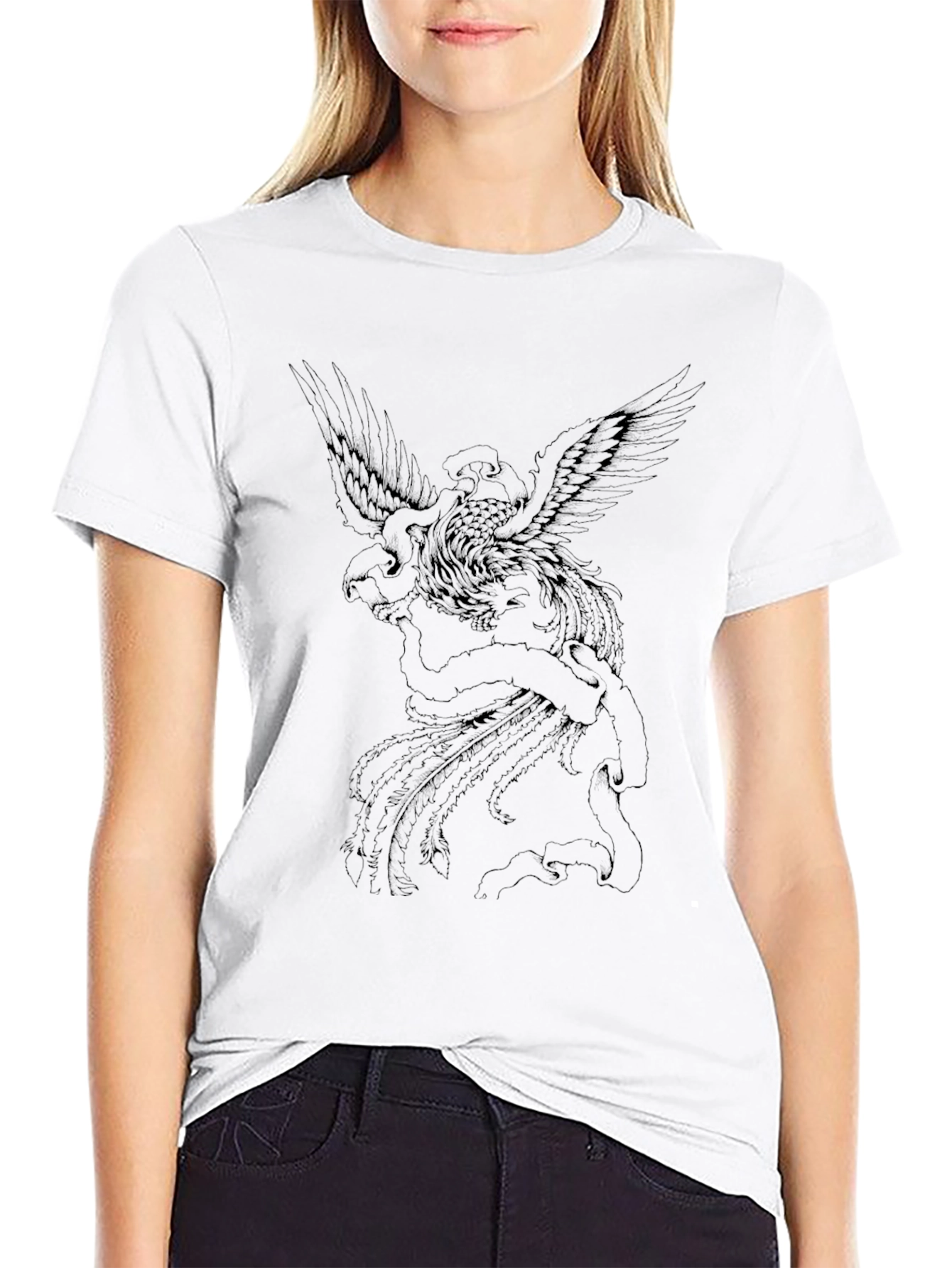 Mens Black Graphic Tee - Phoenix Design