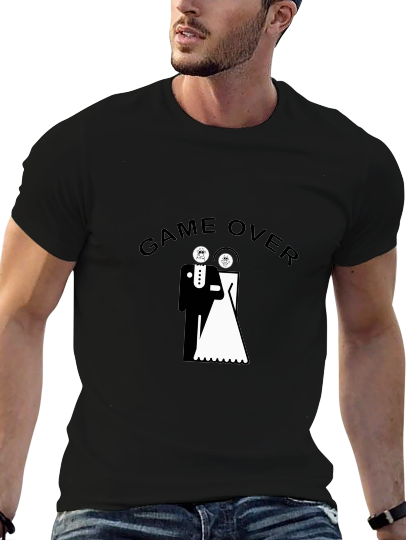 Game Over Wedding Humor Black T-Shirt