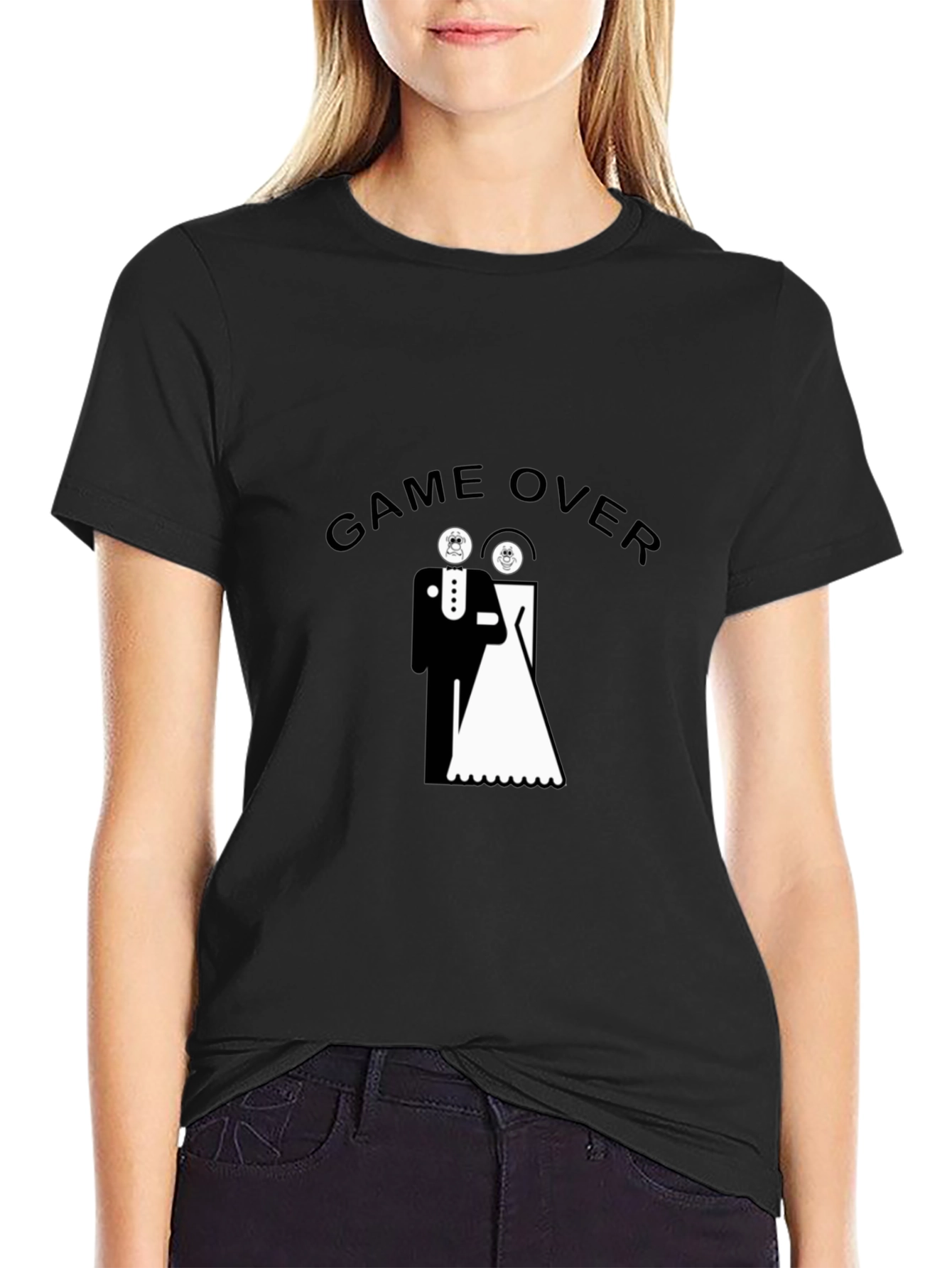 Game Over Wedding Humor Black T-Shirt