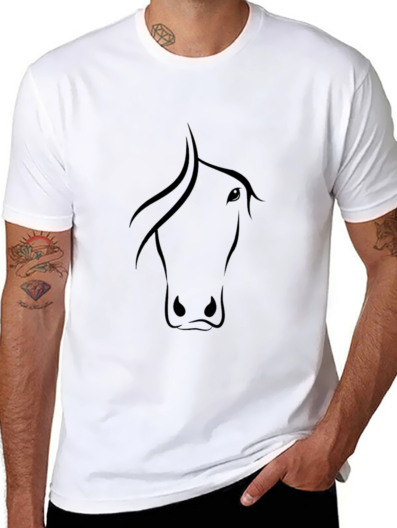 Black Horse Silhouette T-Shirt - Unisex Casual Tee