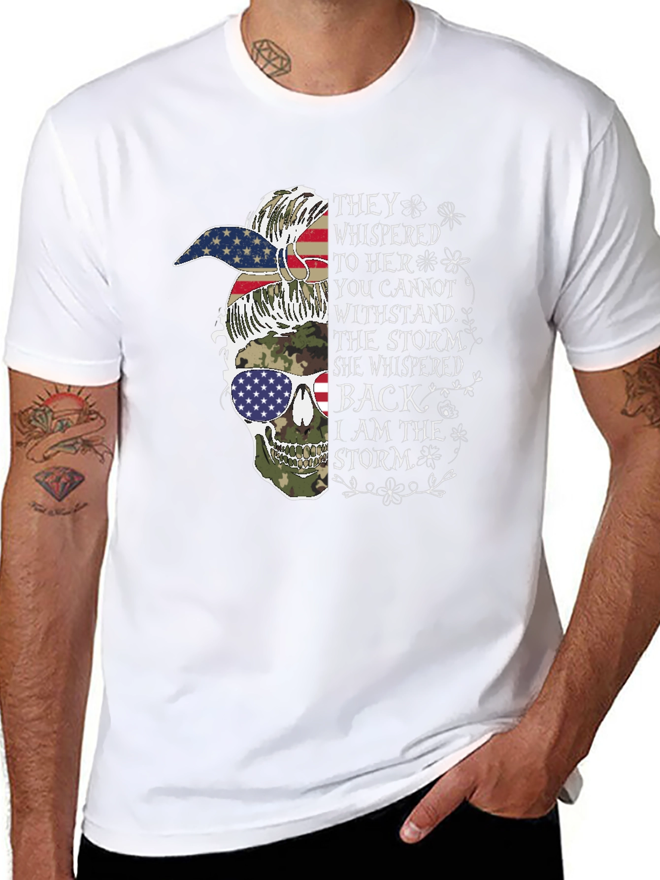 Patriotic Camo Skull T-Shirt: I Am The Storm