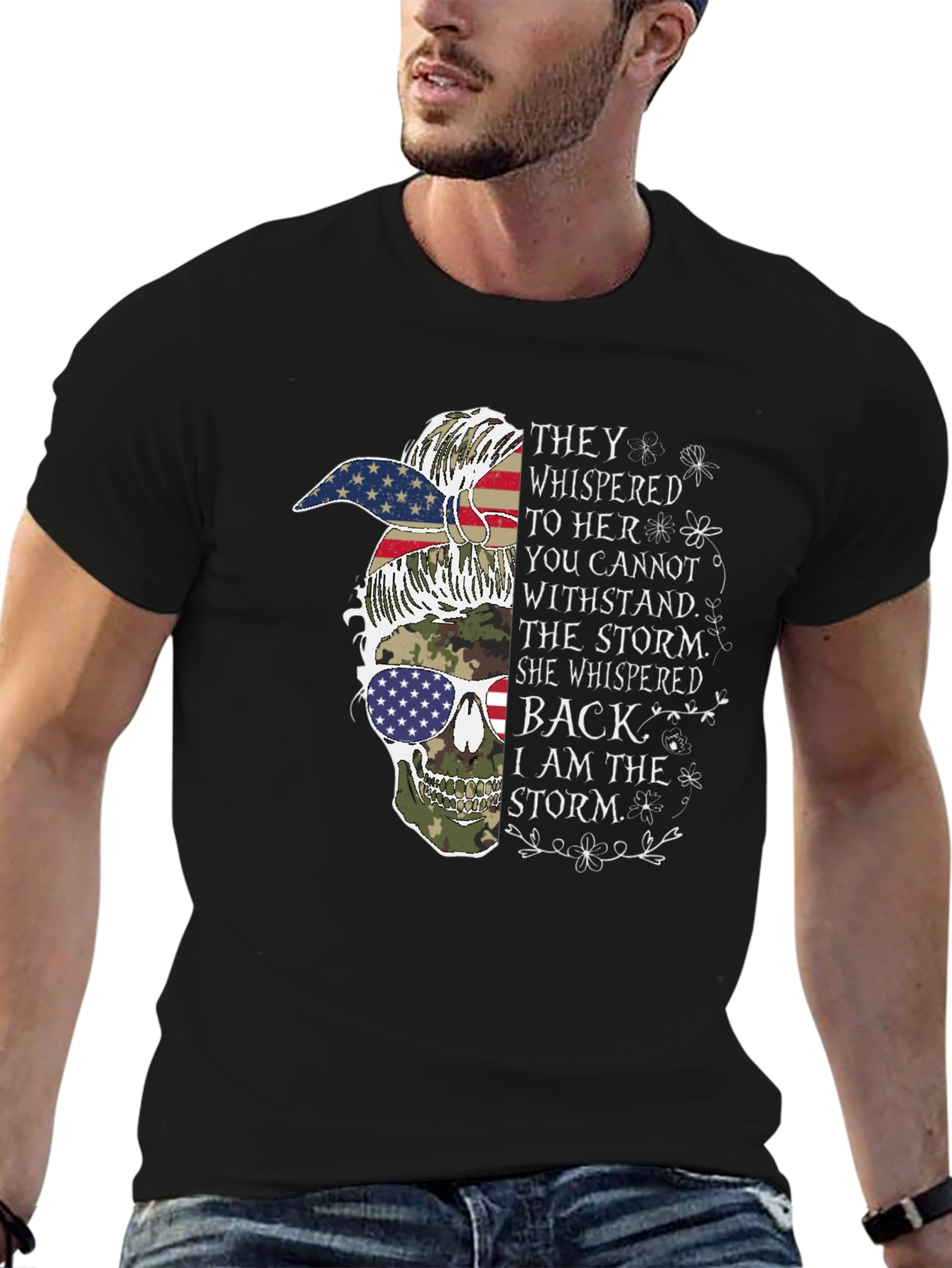Patriotic Camo Skull T-Shirt: I Am The Storm
