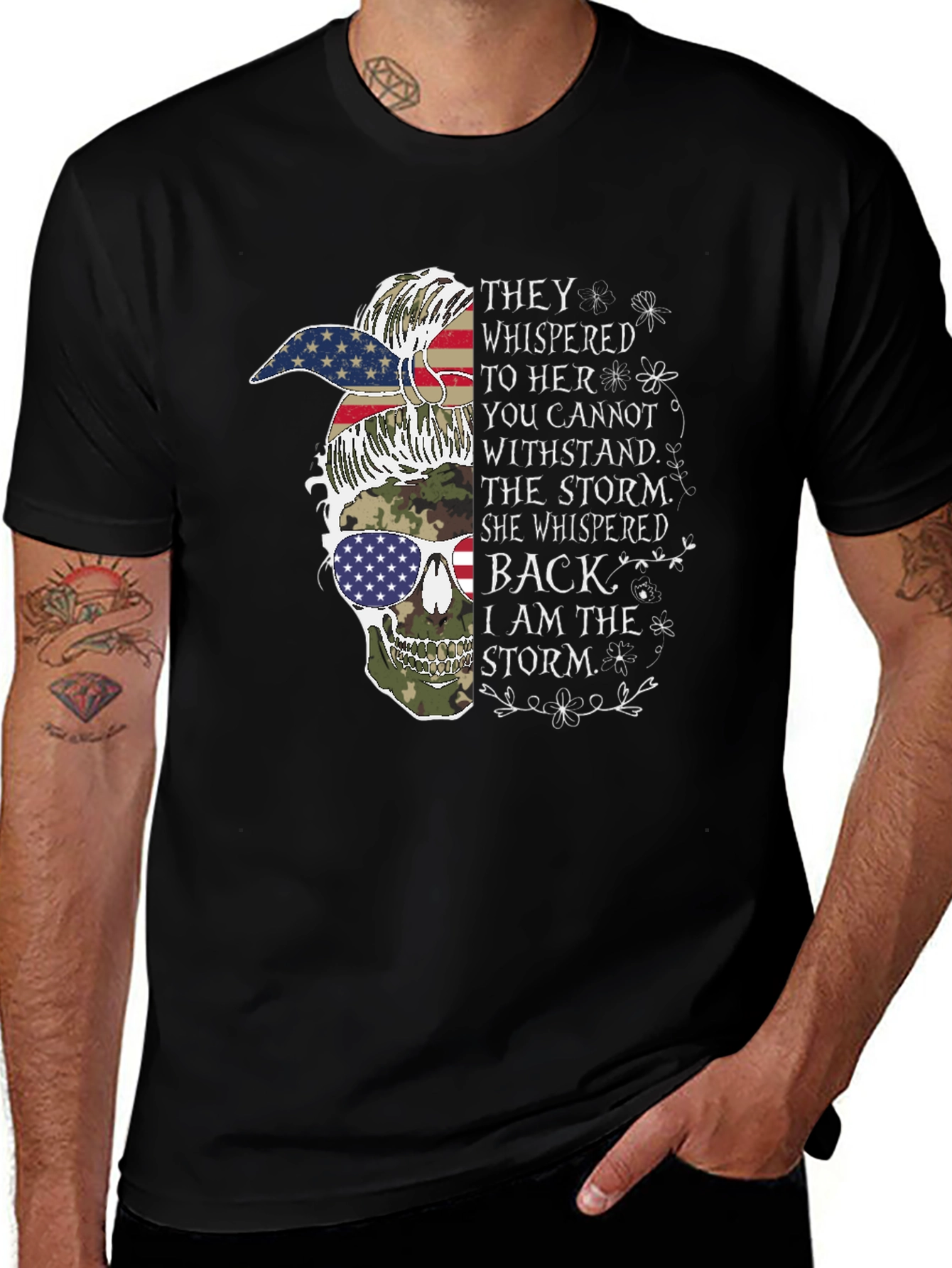 Patriotic Camo Skull T-Shirt: I Am The Storm