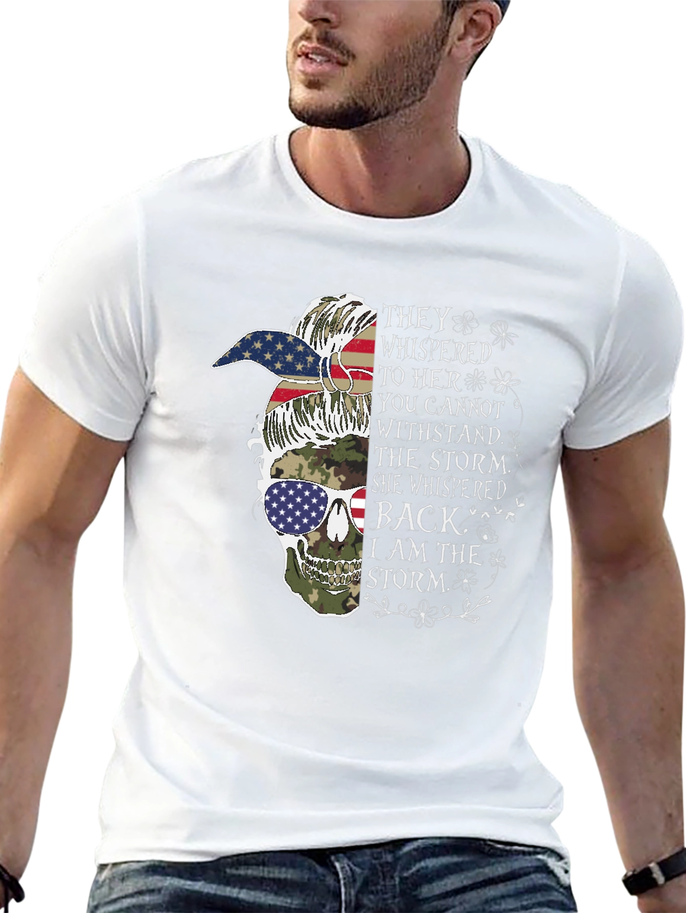 Patriotic Camo Skull T-Shirt: I Am The Storm