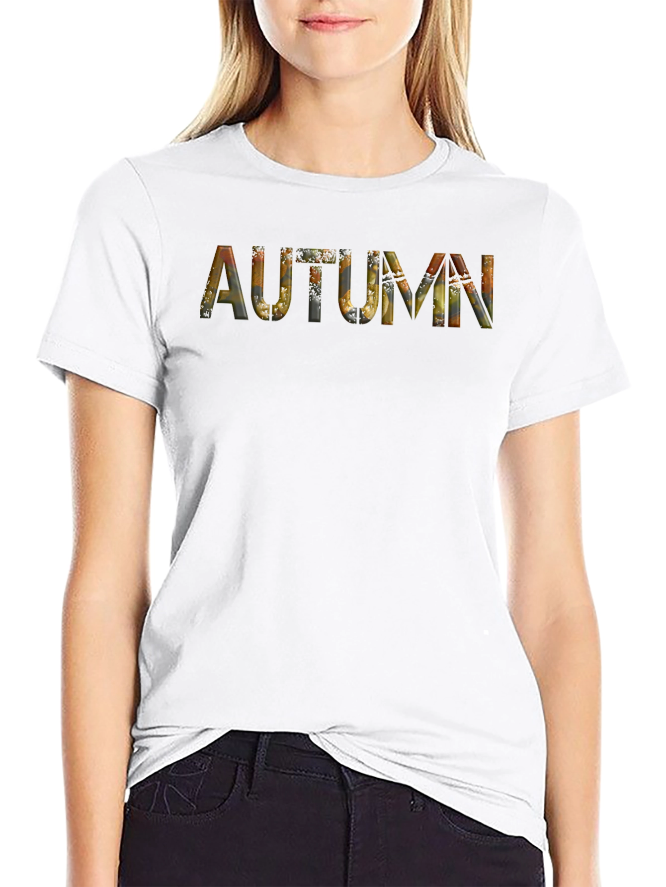 Autumn Leaves Graphic Black T-Shirt