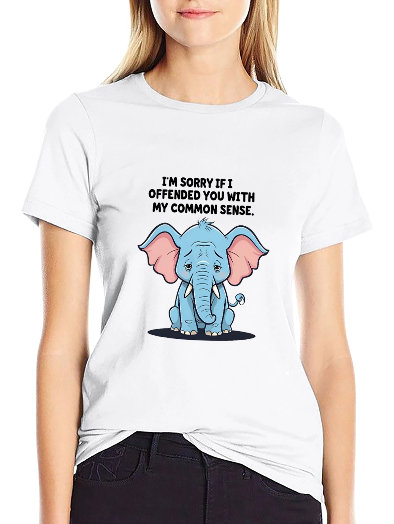 Funny Elephant Common Sense Graphic T-Shirt
