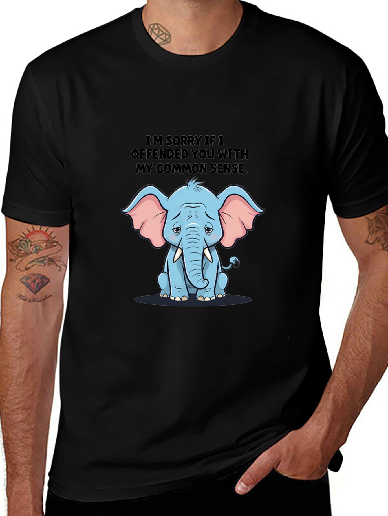 Funny Elephant Common Sense Graphic T-Shirt