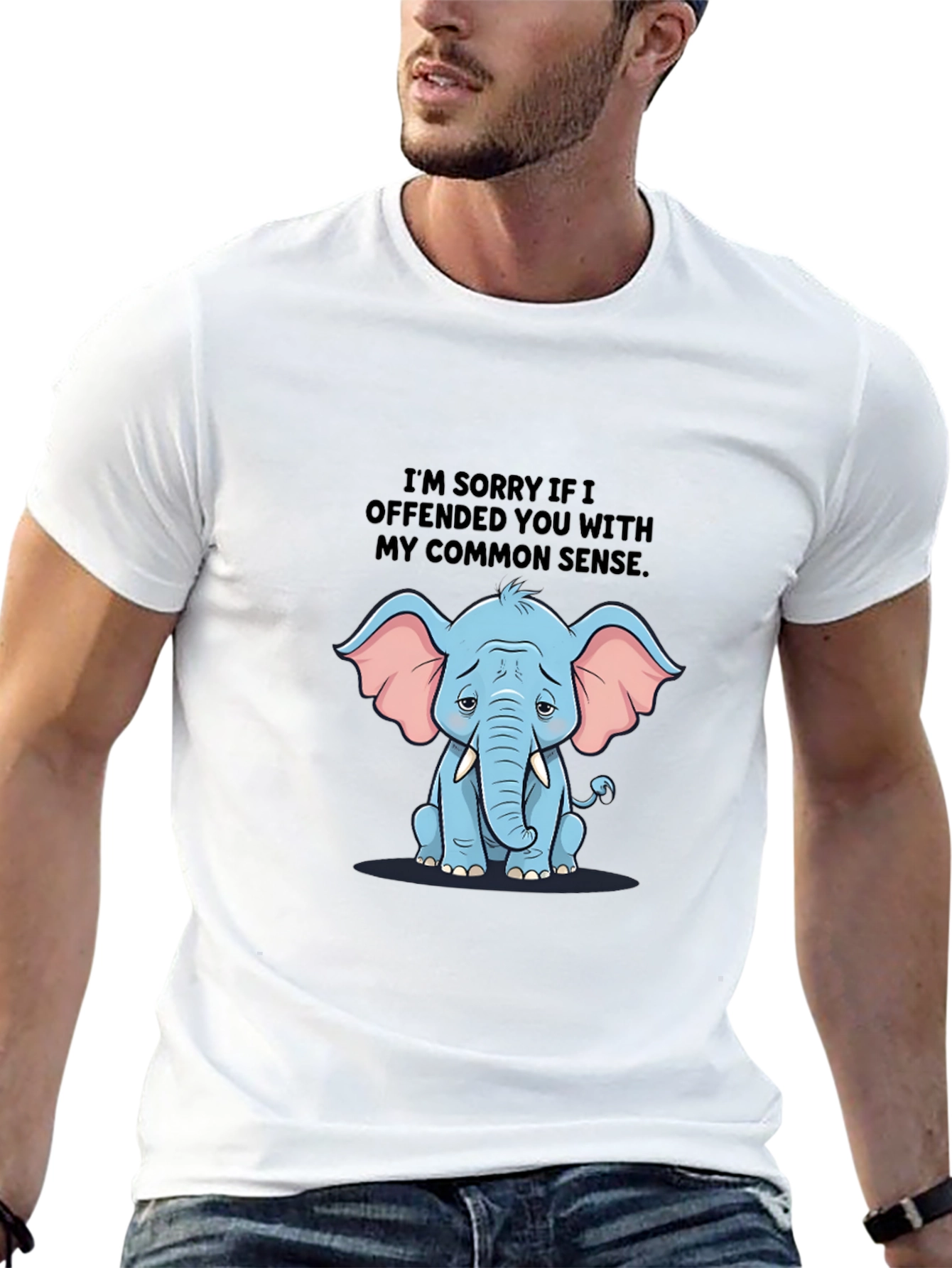 Funny Elephant Common Sense Graphic T-Shirt