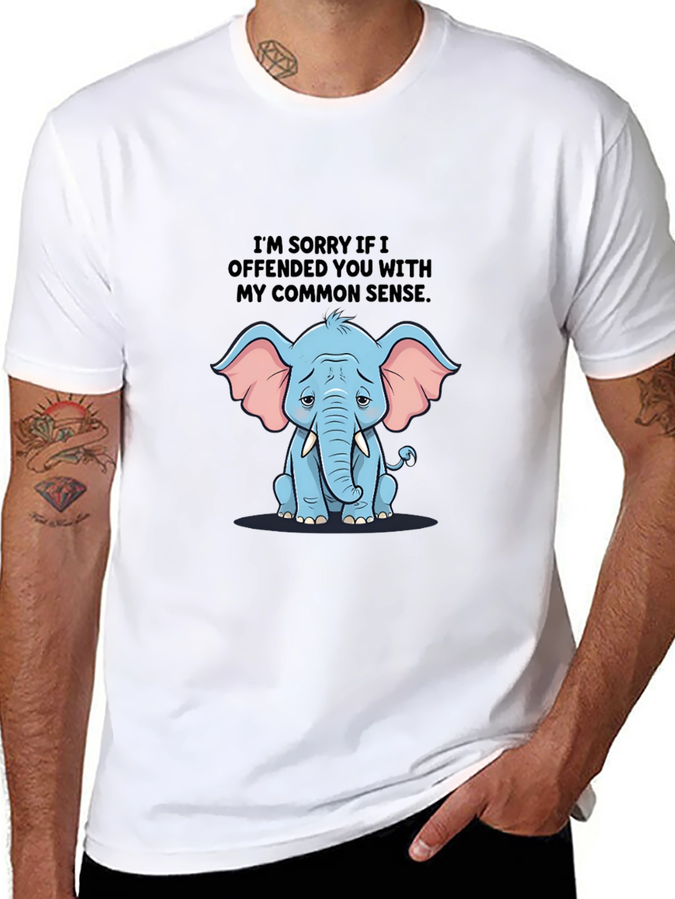 Funny Elephant Common Sense Graphic T-Shirt