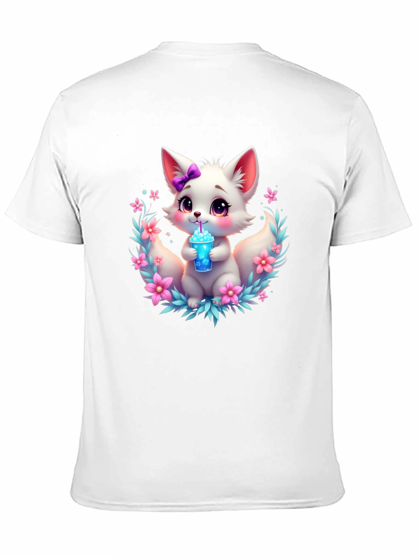Cute Fox Graphic Tee - Black Cotton T-Shirt