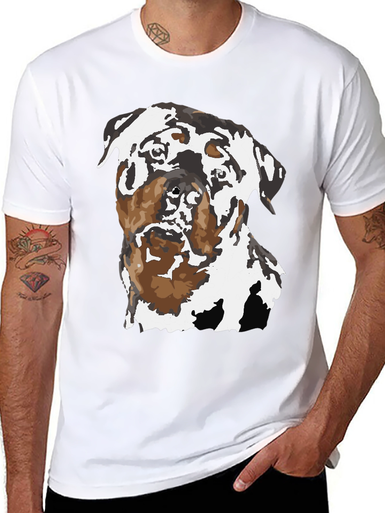 Rottweiler Graphic Tee - Black Cotton Blend Shirt