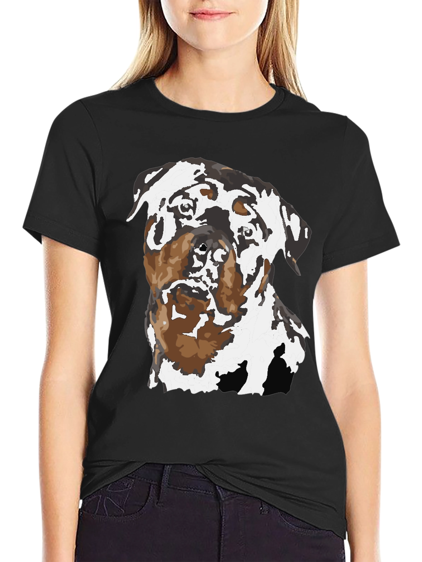 Rottweiler Graphic Tee - Black Cotton Blend Shirt