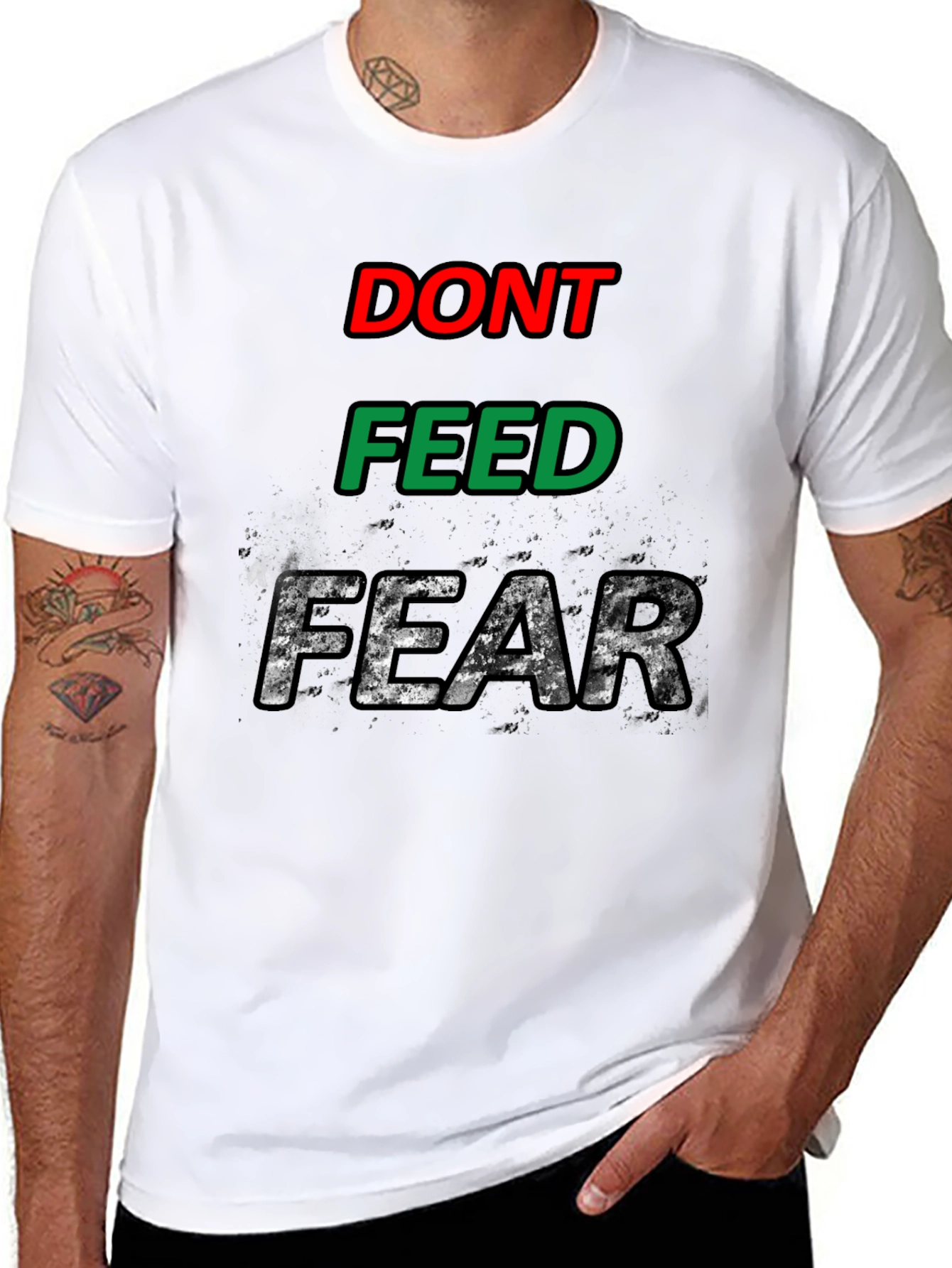 Dont Feed Fear Graphic Tee - Motivational Black T-Shirt