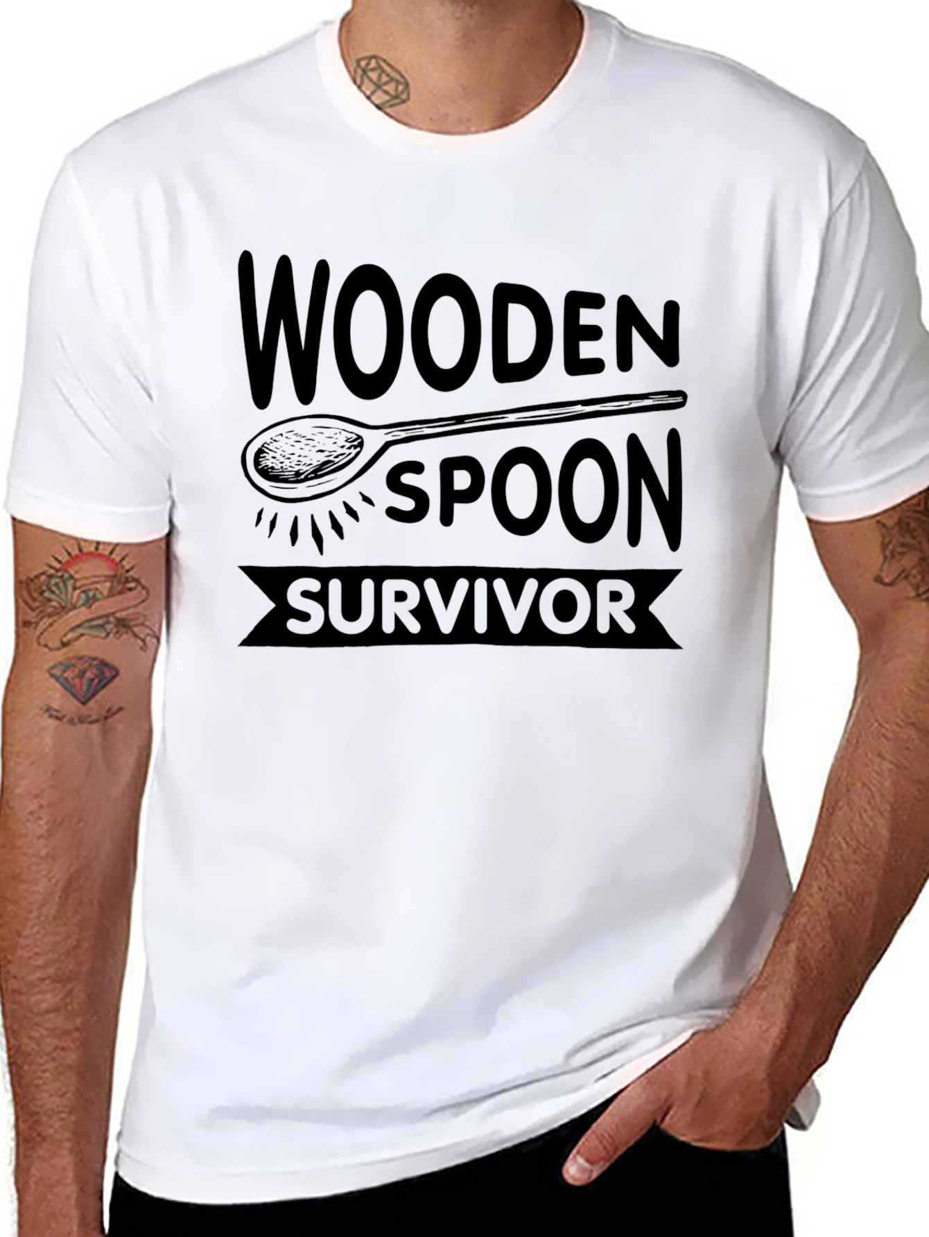 Wooden Spoon Survivor T-Shirt - Novelty Graphic Tee
