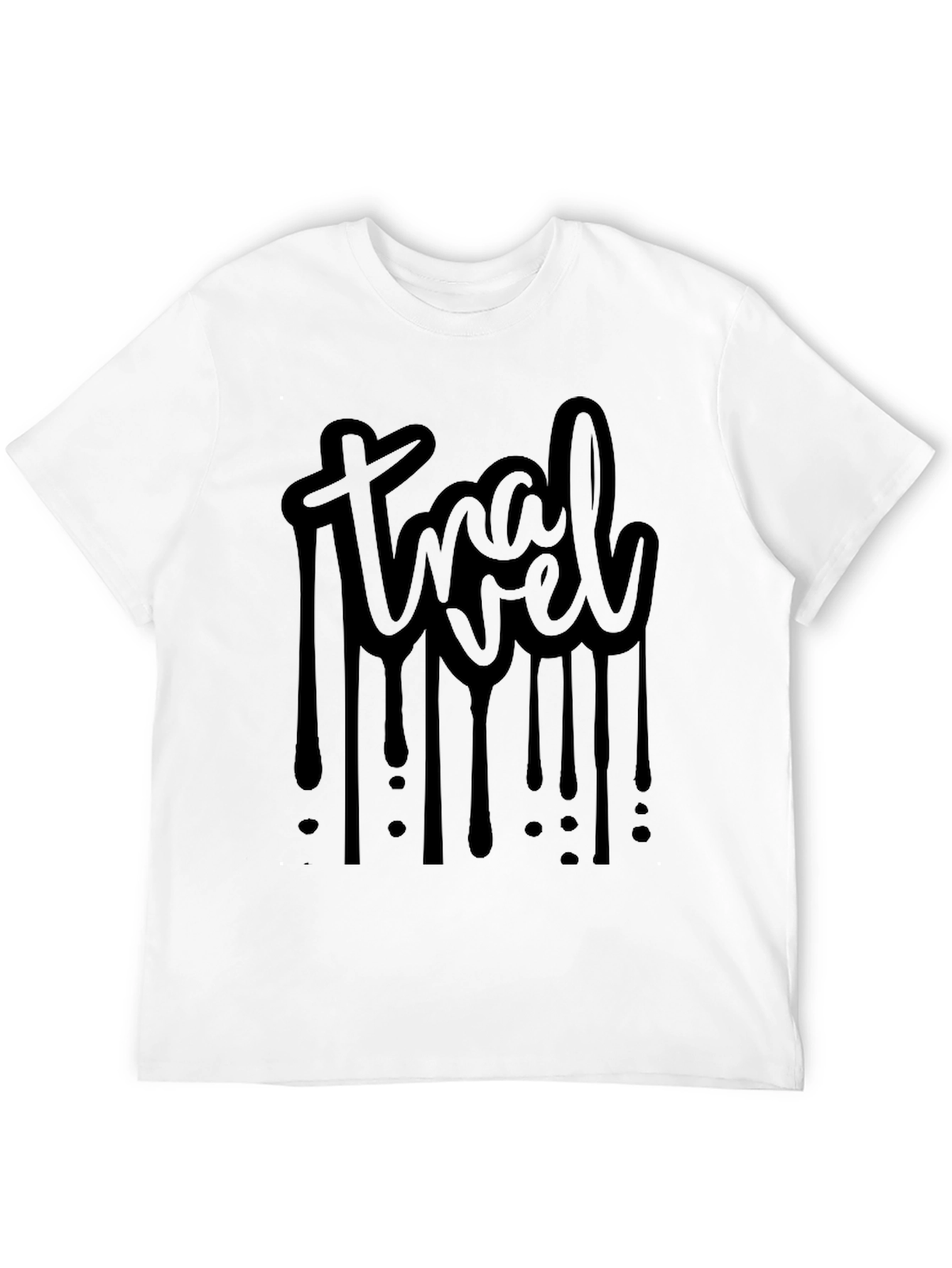 Travel Drip Graphic Tee - Black Cotton Casual Shirt