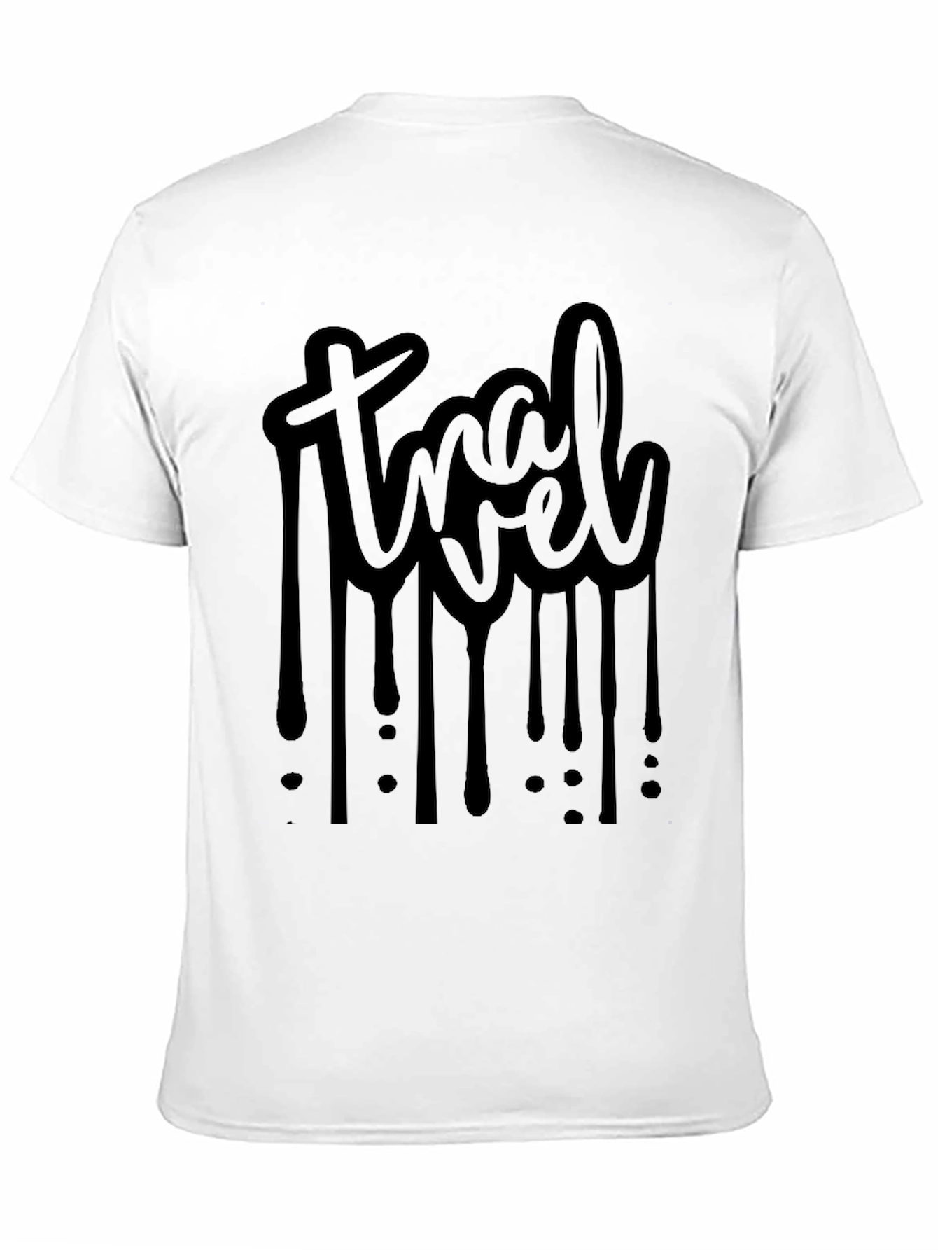 Travel Drip Graphic Tee - Black Cotton Casual Shirt