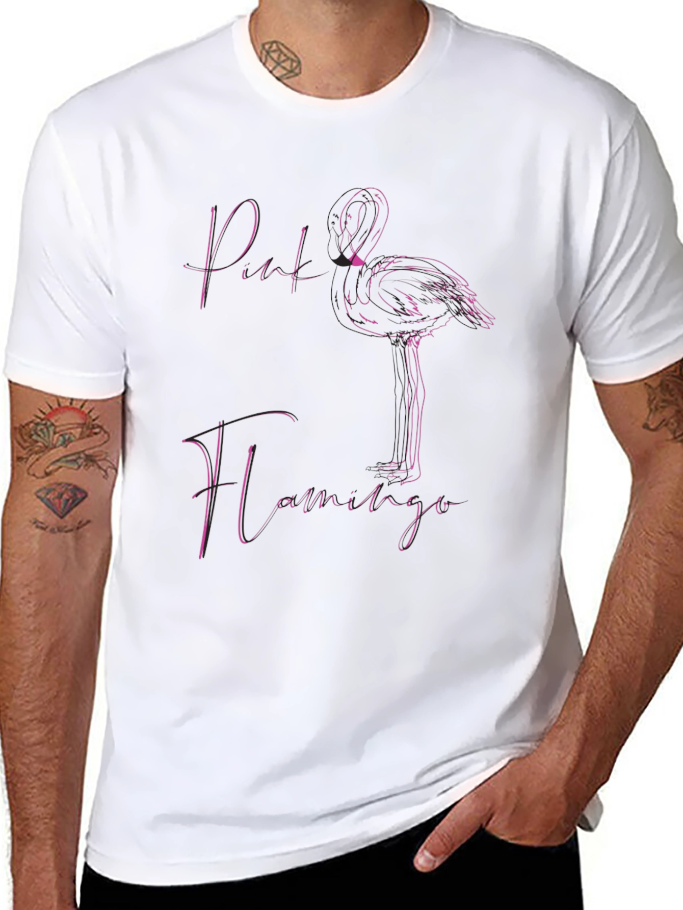 Pink Flamingo Graphic Print T-Shirt