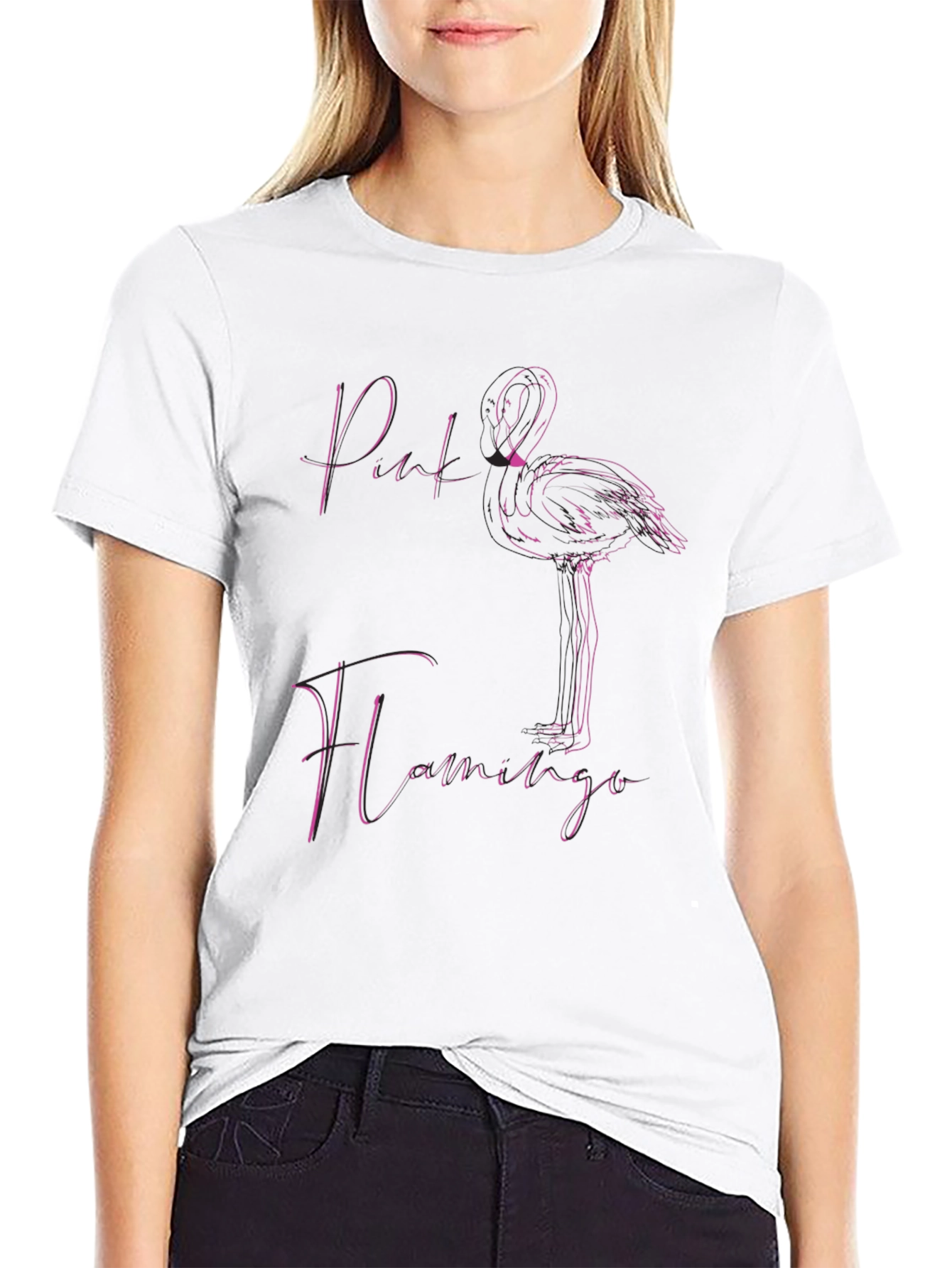 Pink Flamingo Graphic Print T-Shirt