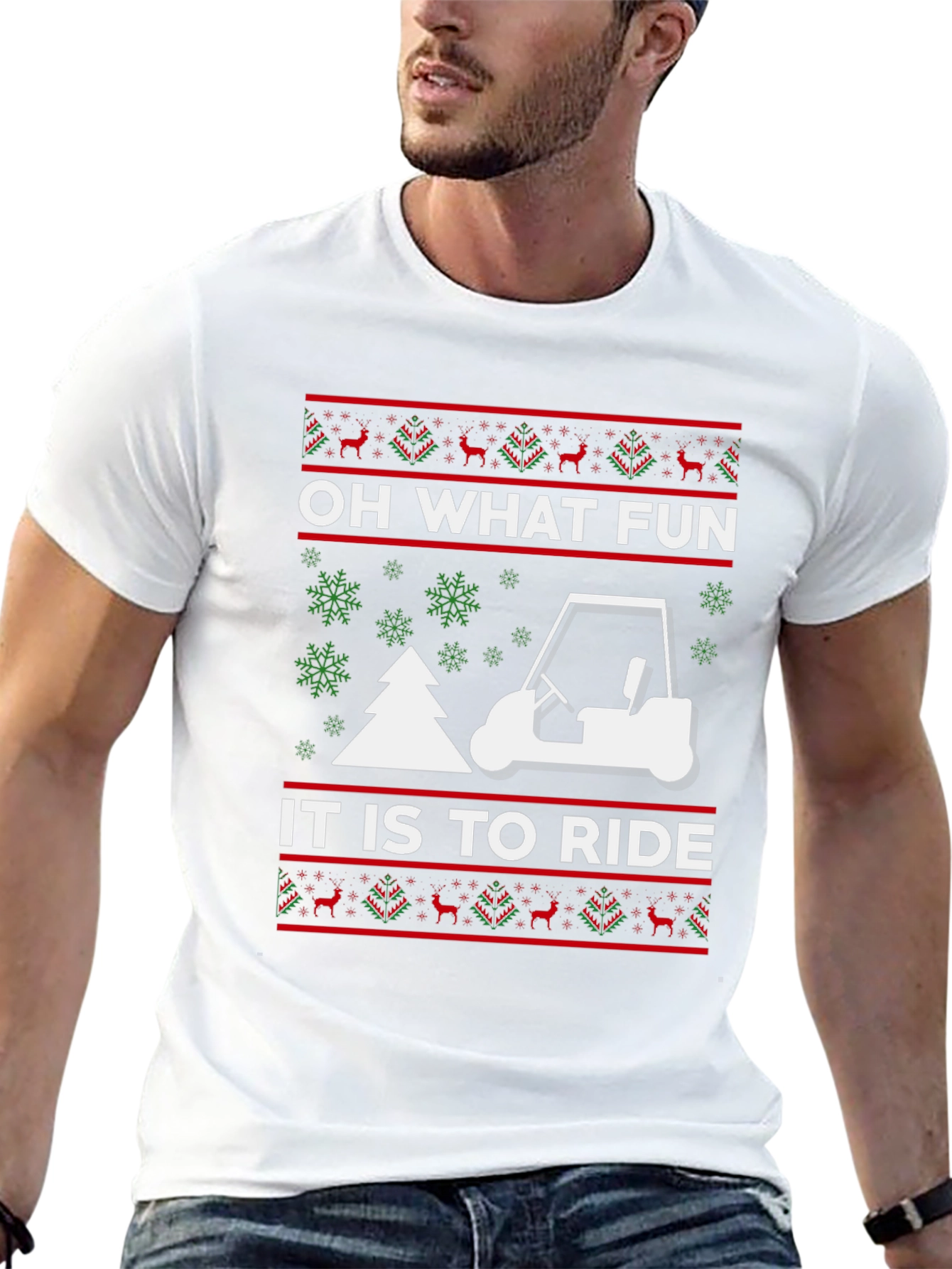 Festive Golf Cart Christmas T-Shirt