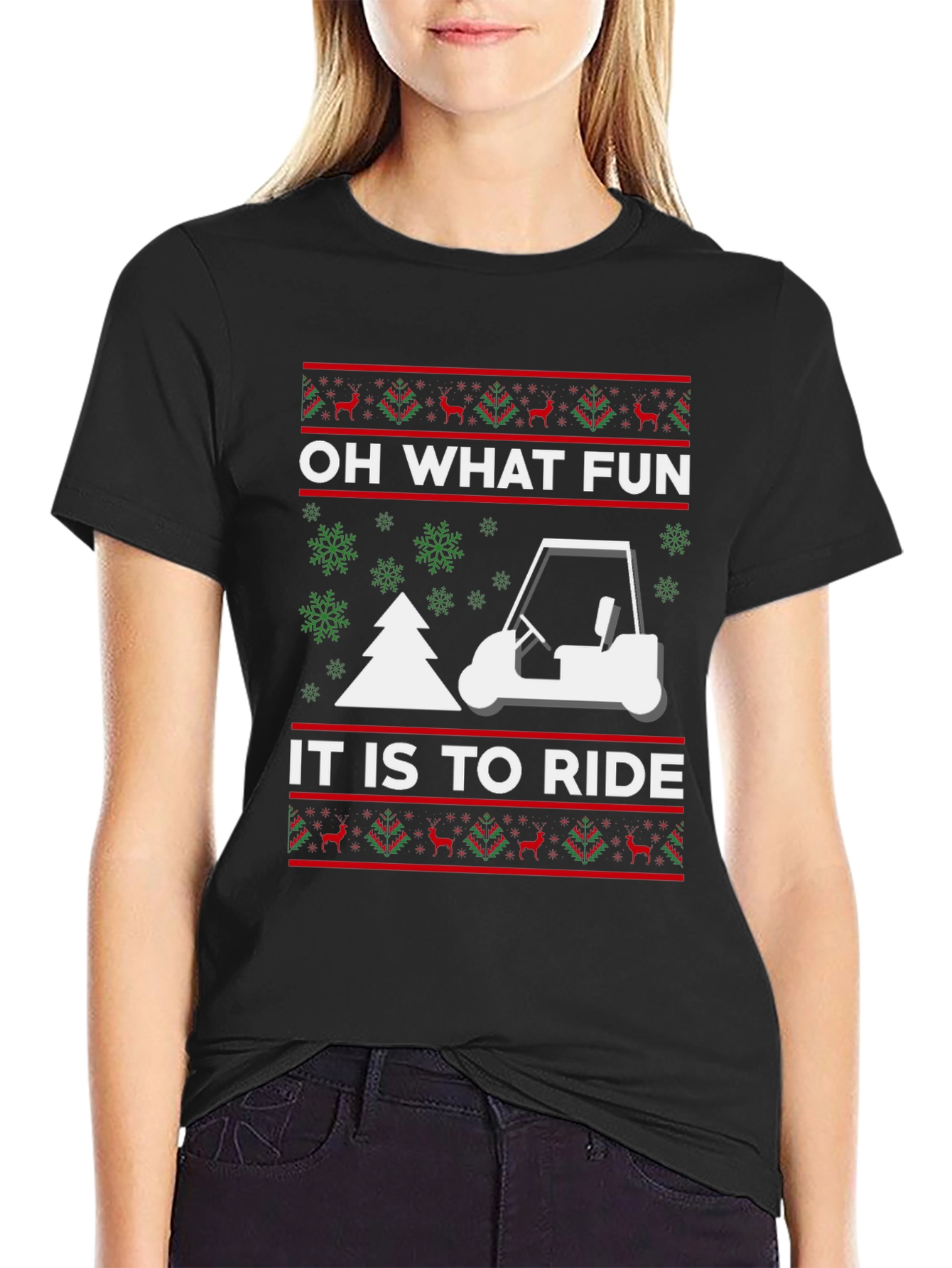 Festive Golf Cart Christmas T-Shirt