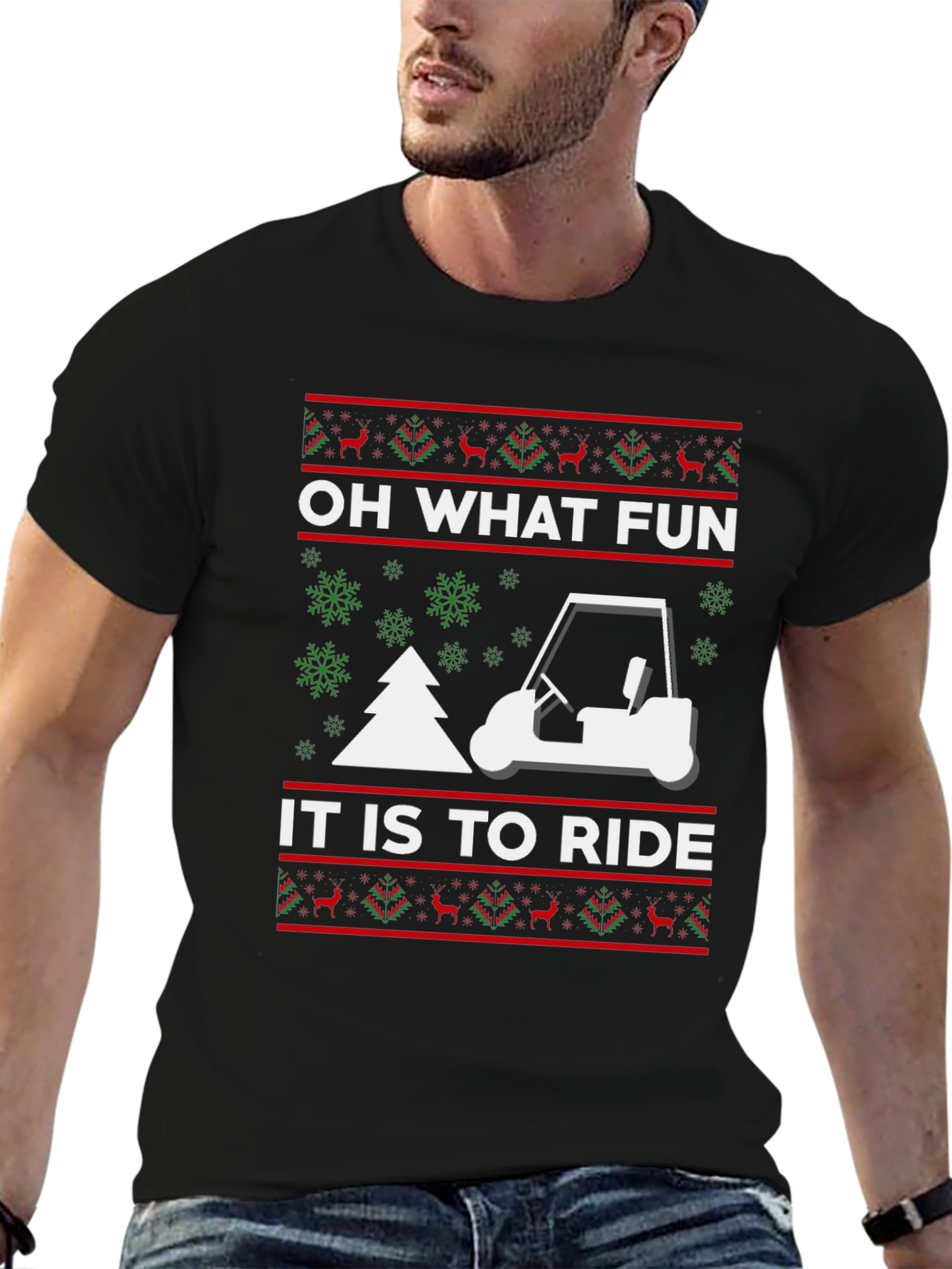 Festive Golf Cart Christmas T-Shirt