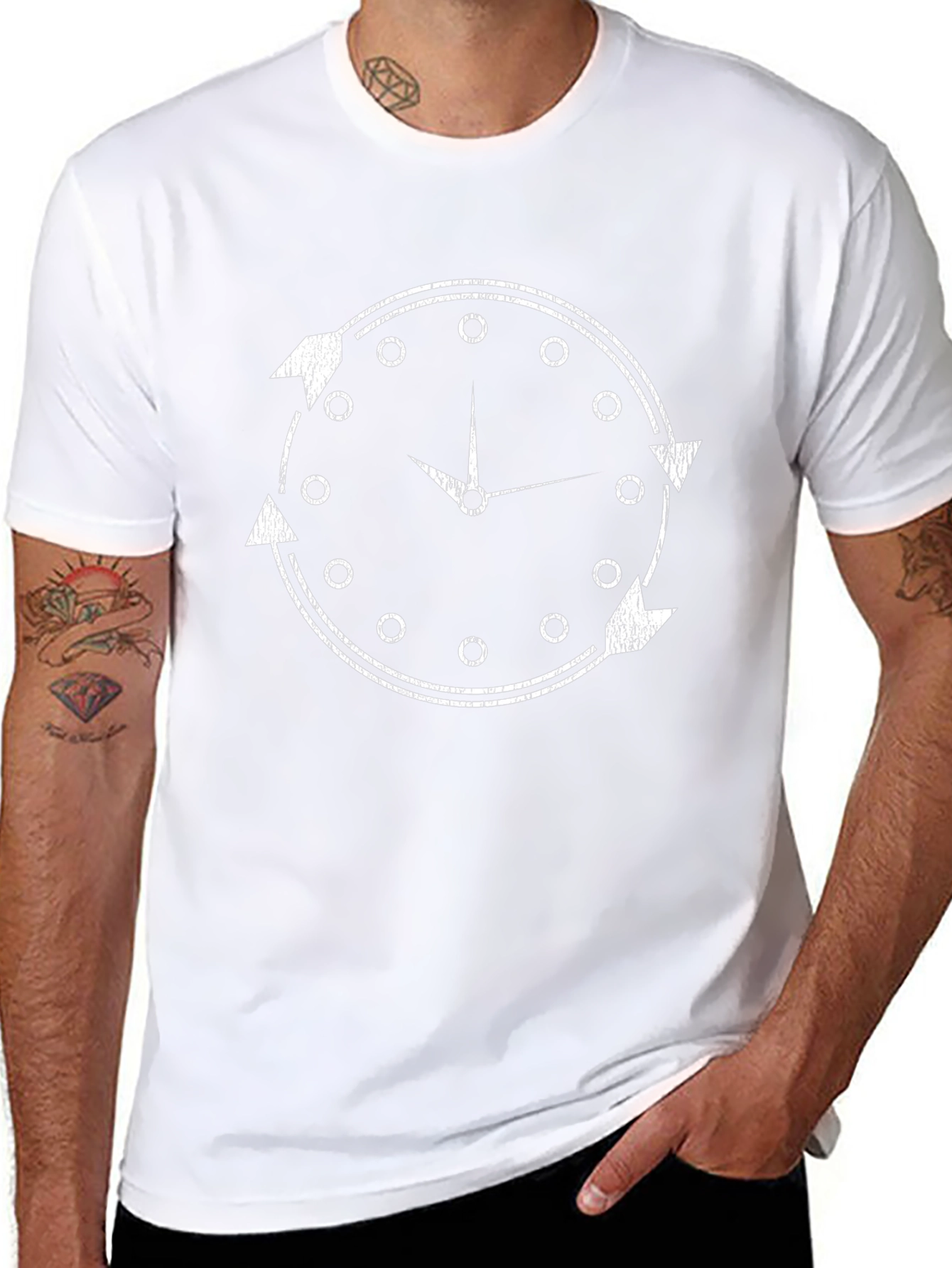 Circular Time Arrow Tee - Stylish Black Cotton T-Shirt