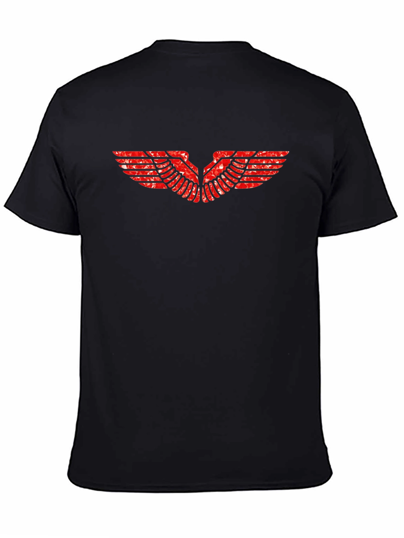 Black Tee with Red Wing Graphic