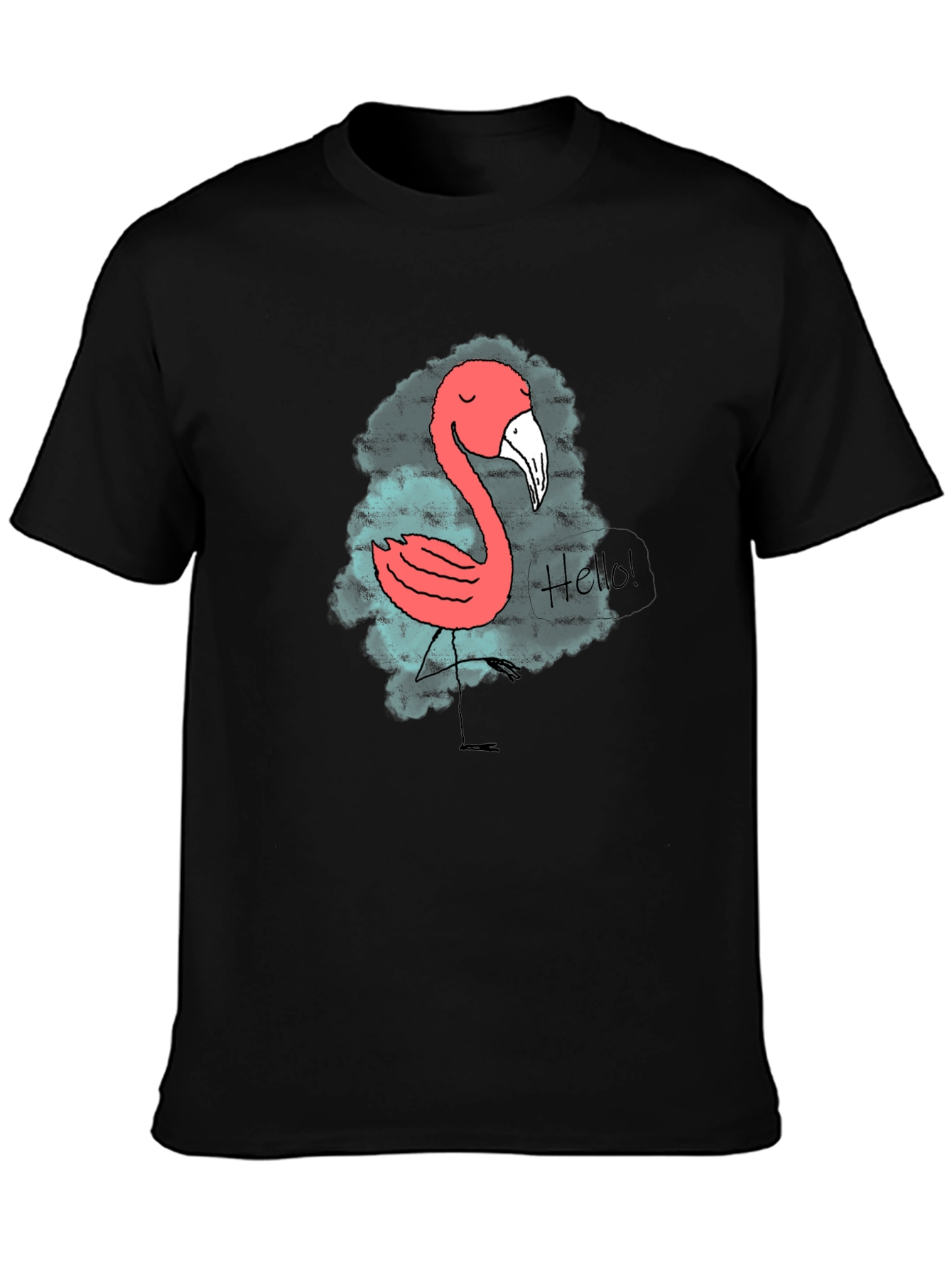Fun Flamingo Graphic Tee - Black Cotton Shirt