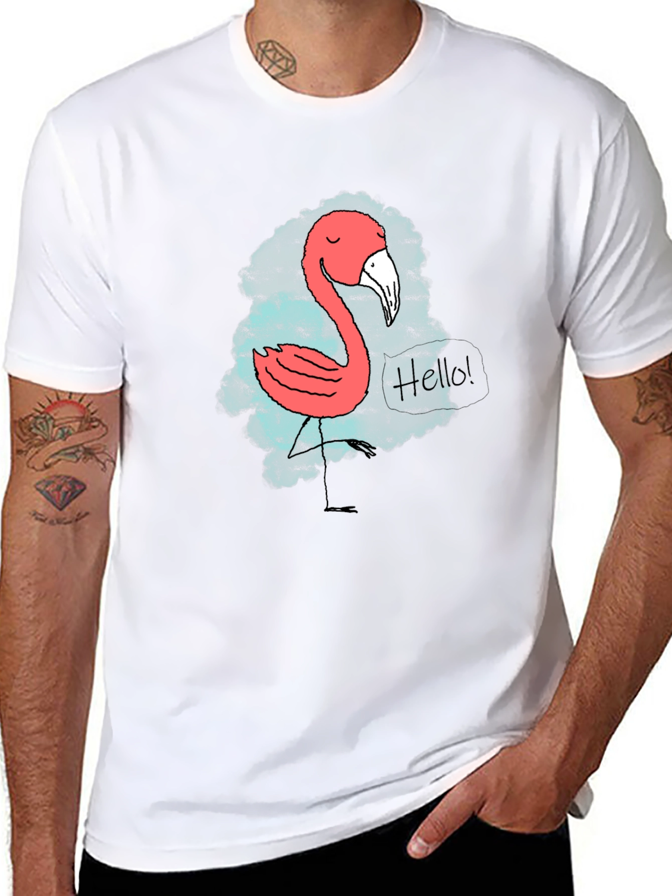 Fun Flamingo Graphic Tee - Black Cotton Shirt