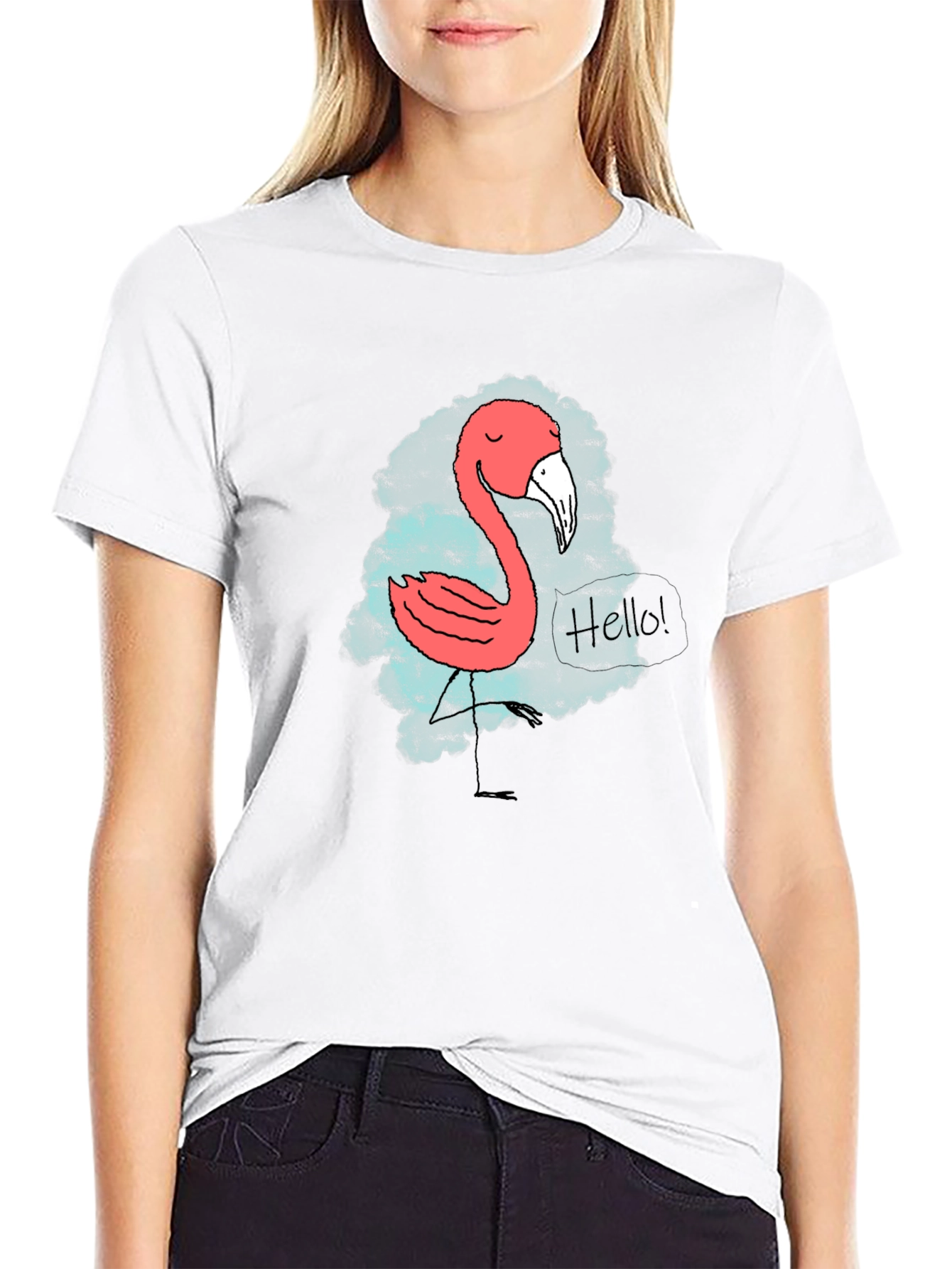 Fun Flamingo Graphic Tee - Black Cotton Shirt