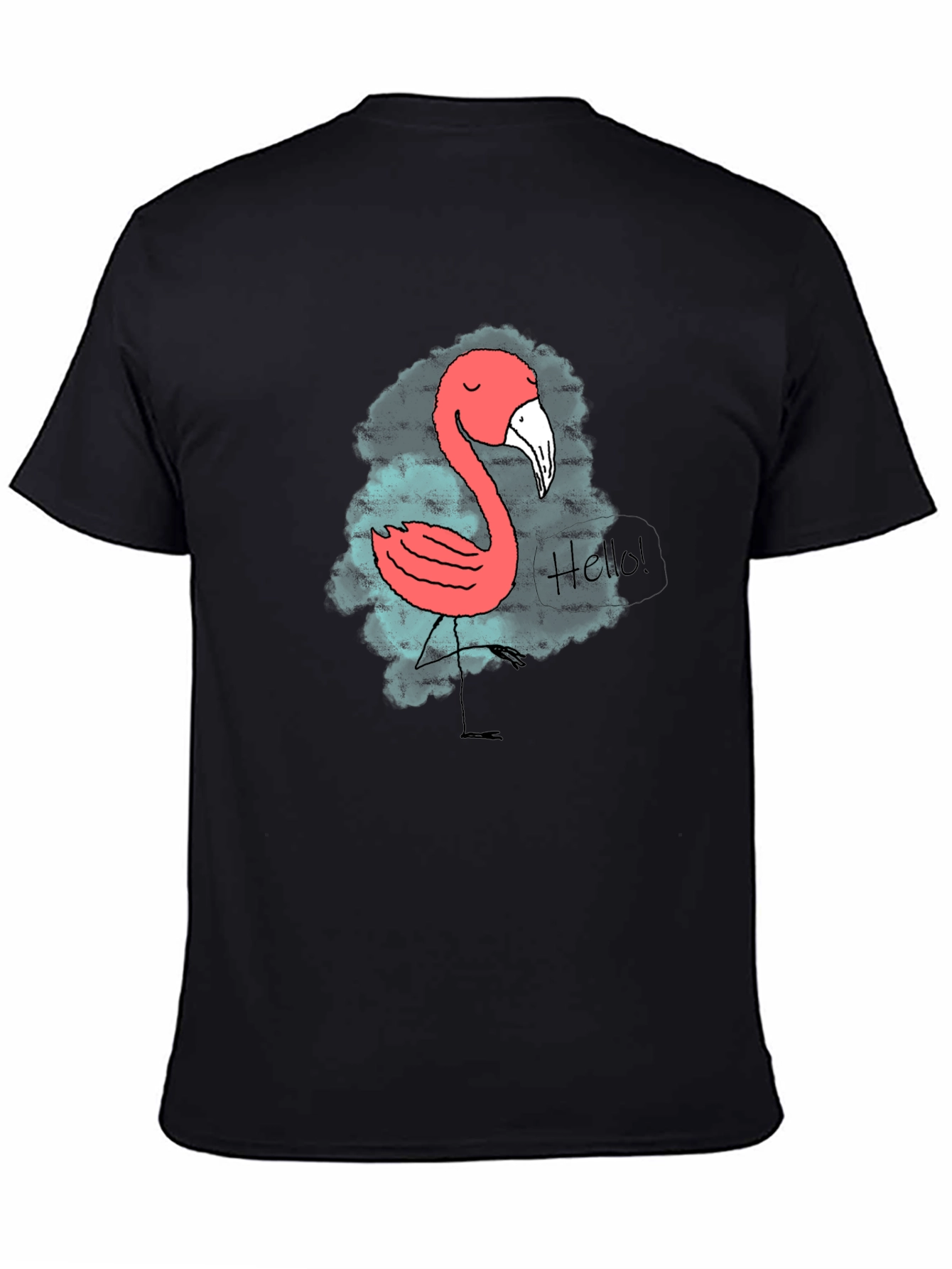 Fun Flamingo Graphic Tee - Black Cotton Shirt