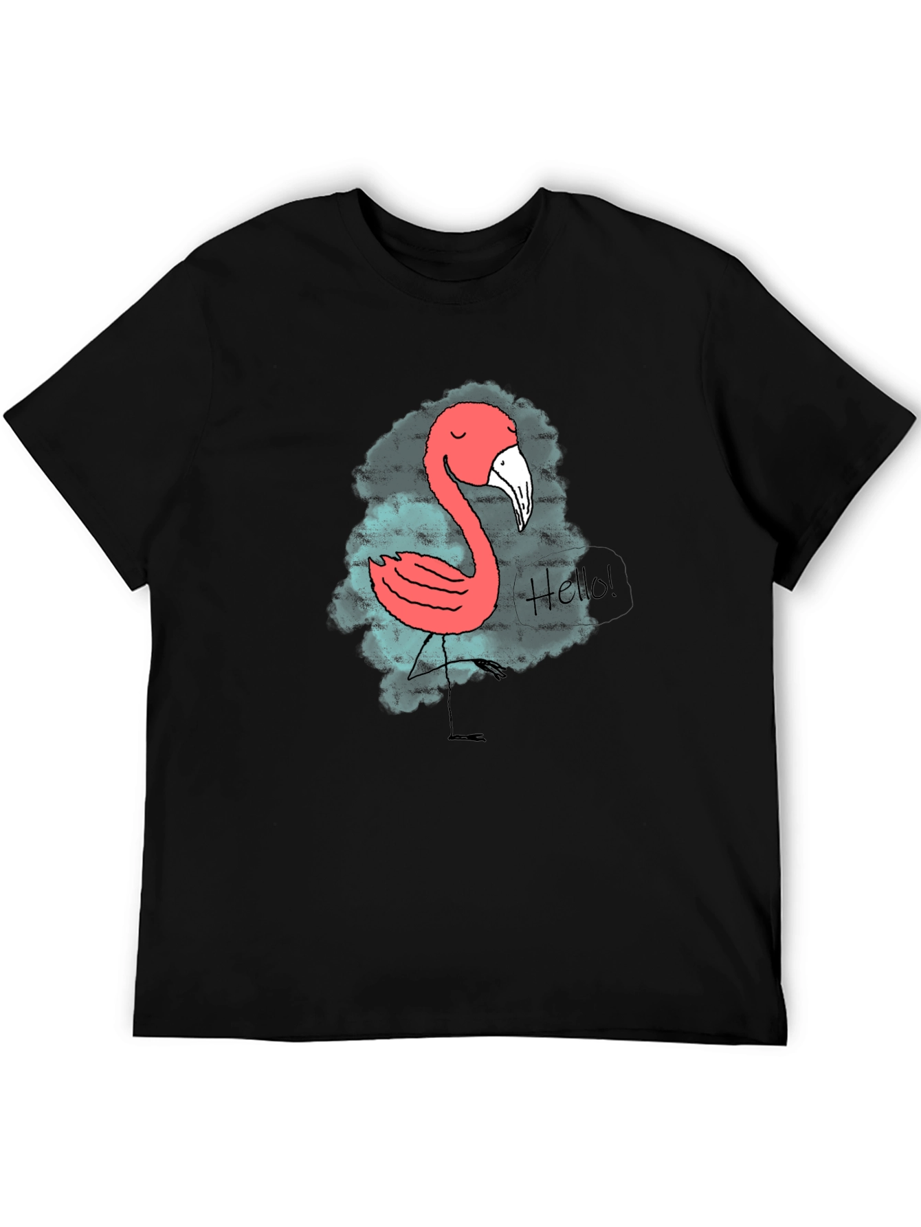 Fun Flamingo Graphic Tee - Black Cotton Shirt