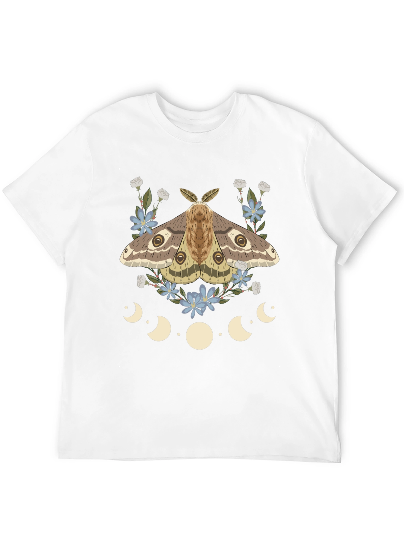 Moth & Moon Phases Graphic Tee - Mystical Design