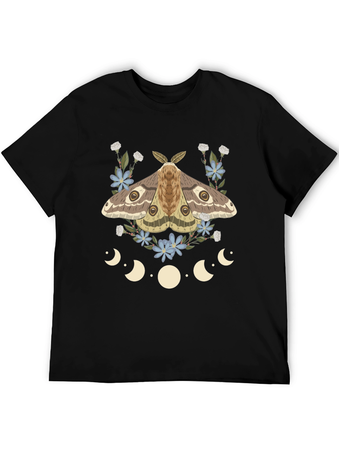 Moth & Moon Phases Graphic Tee - Mystical Design