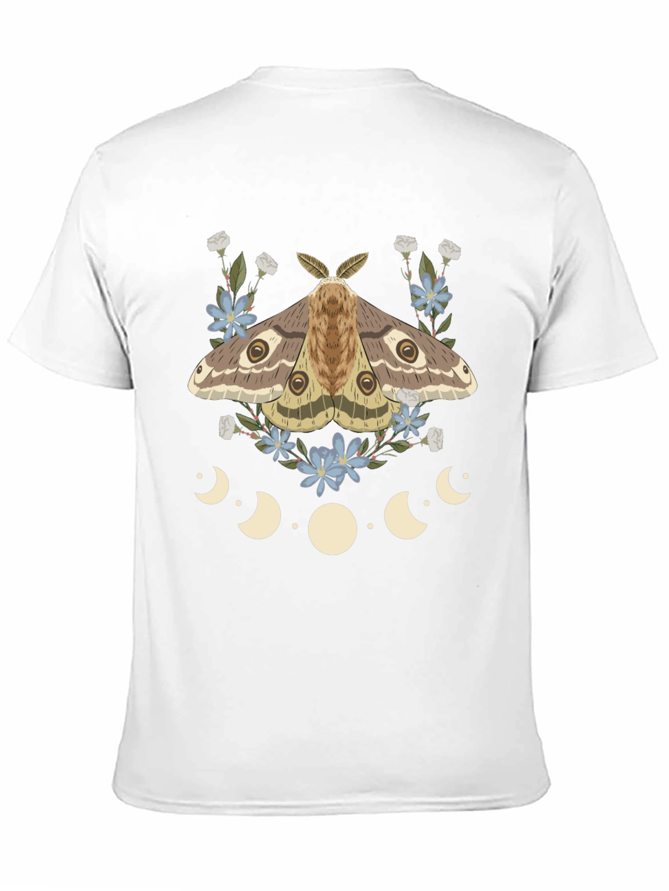 Moth & Moon Phases Graphic Tee - Mystical Design