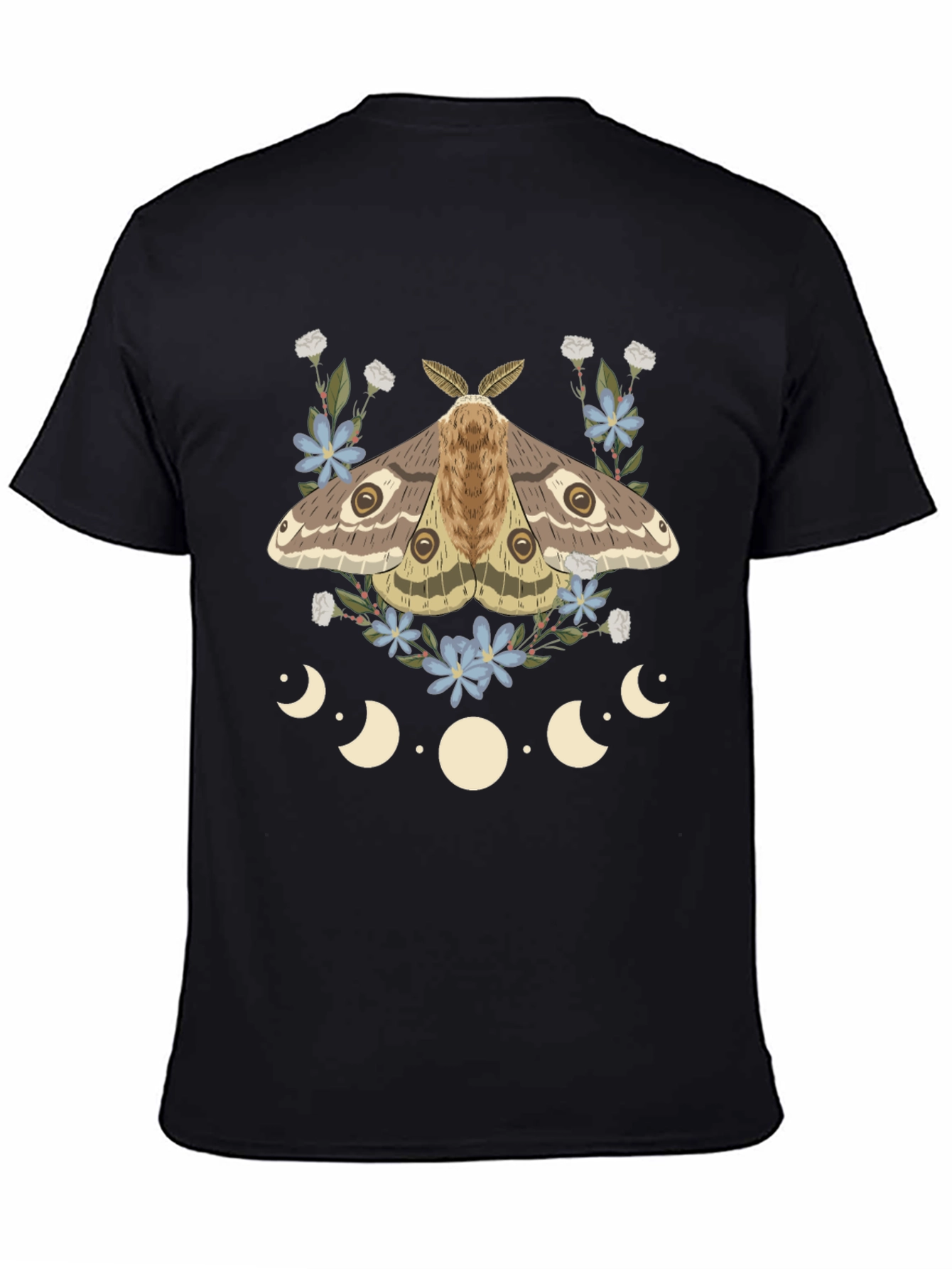 Moth & Moon Phases Graphic Tee - Mystical Design