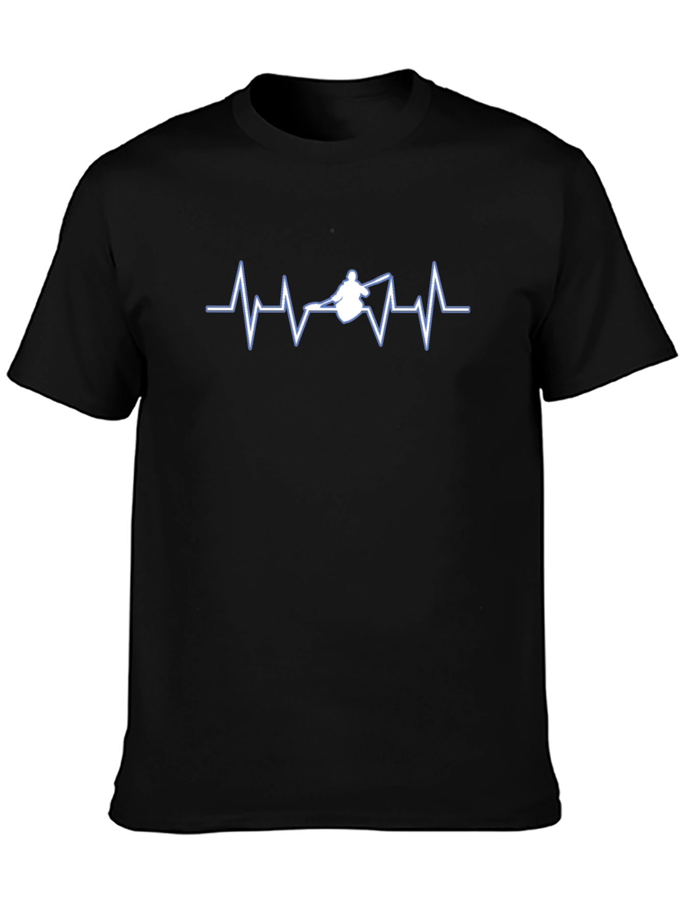 Skier Heartbeat Graphic Tee - Black Cotton T-Shirt