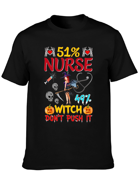 51% Nurse 49% Witch Halloween Graphic Tee